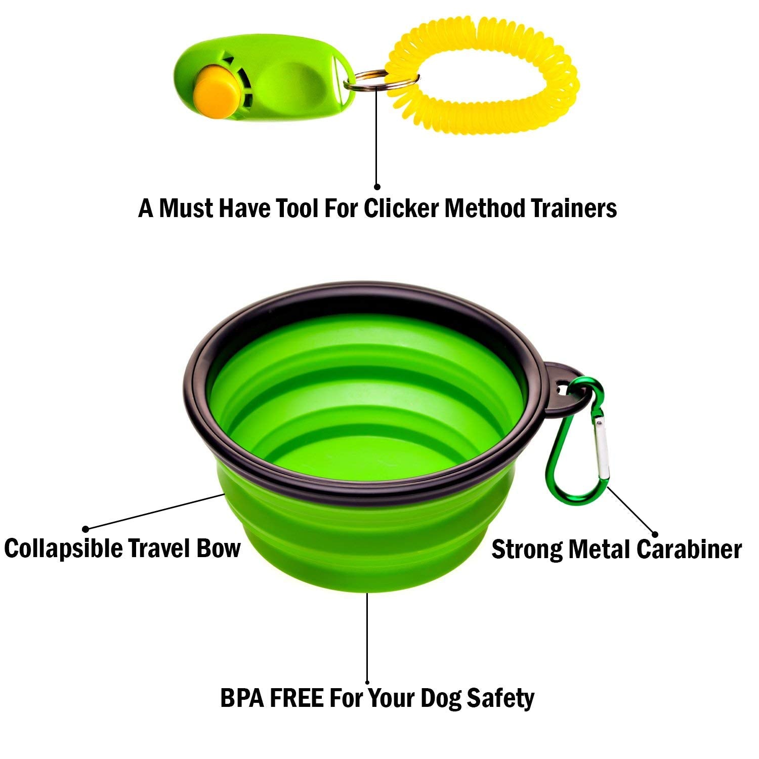Dog Treat Pouch - Premium Training Treat Bag with Clicker and Collapsible Bowl for Dogs, Adjustable Waist and Shoulder Reflectiv