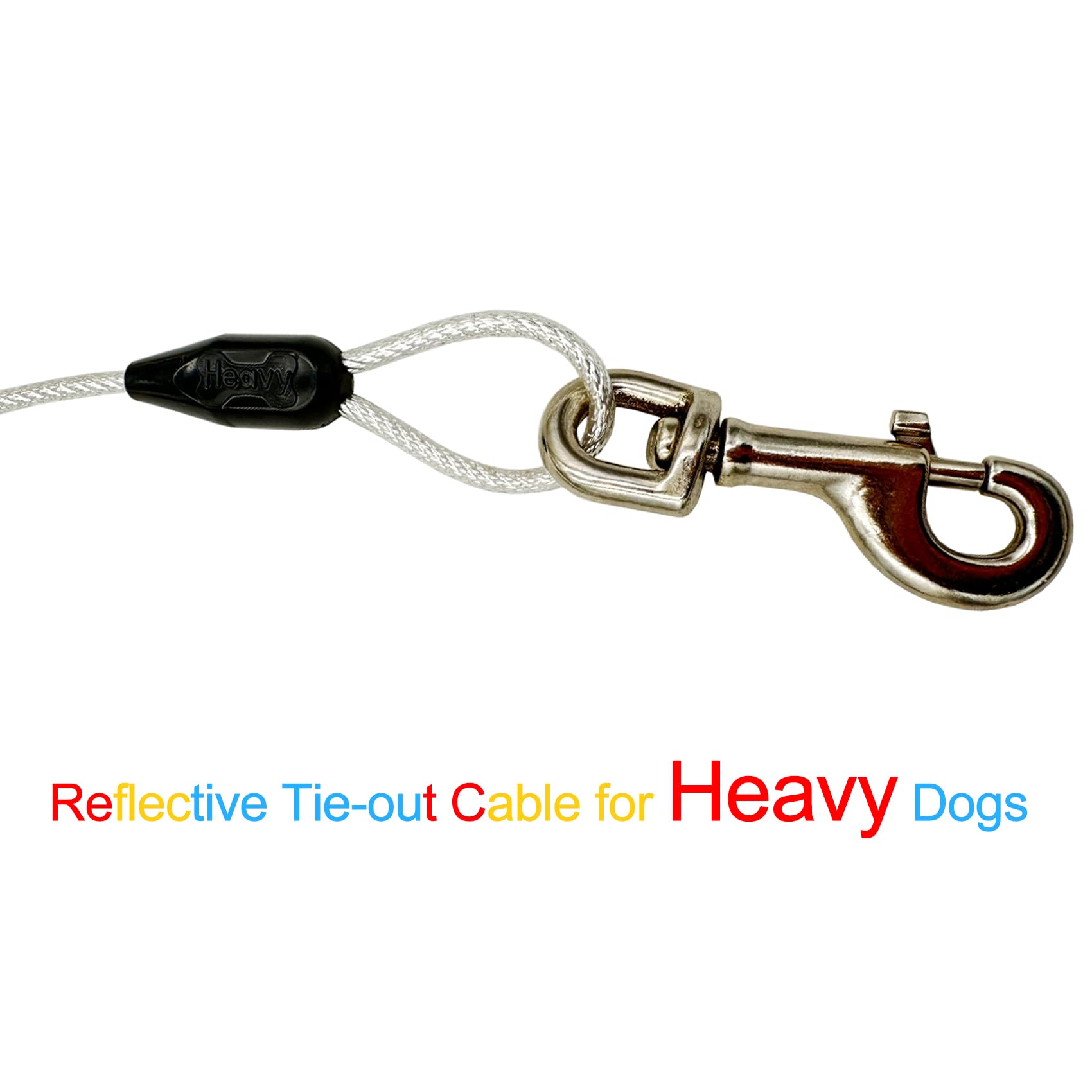 Petest 40Ft Reflective Tie-Out Cable For Heavy Dogs Up To 125 Pounds