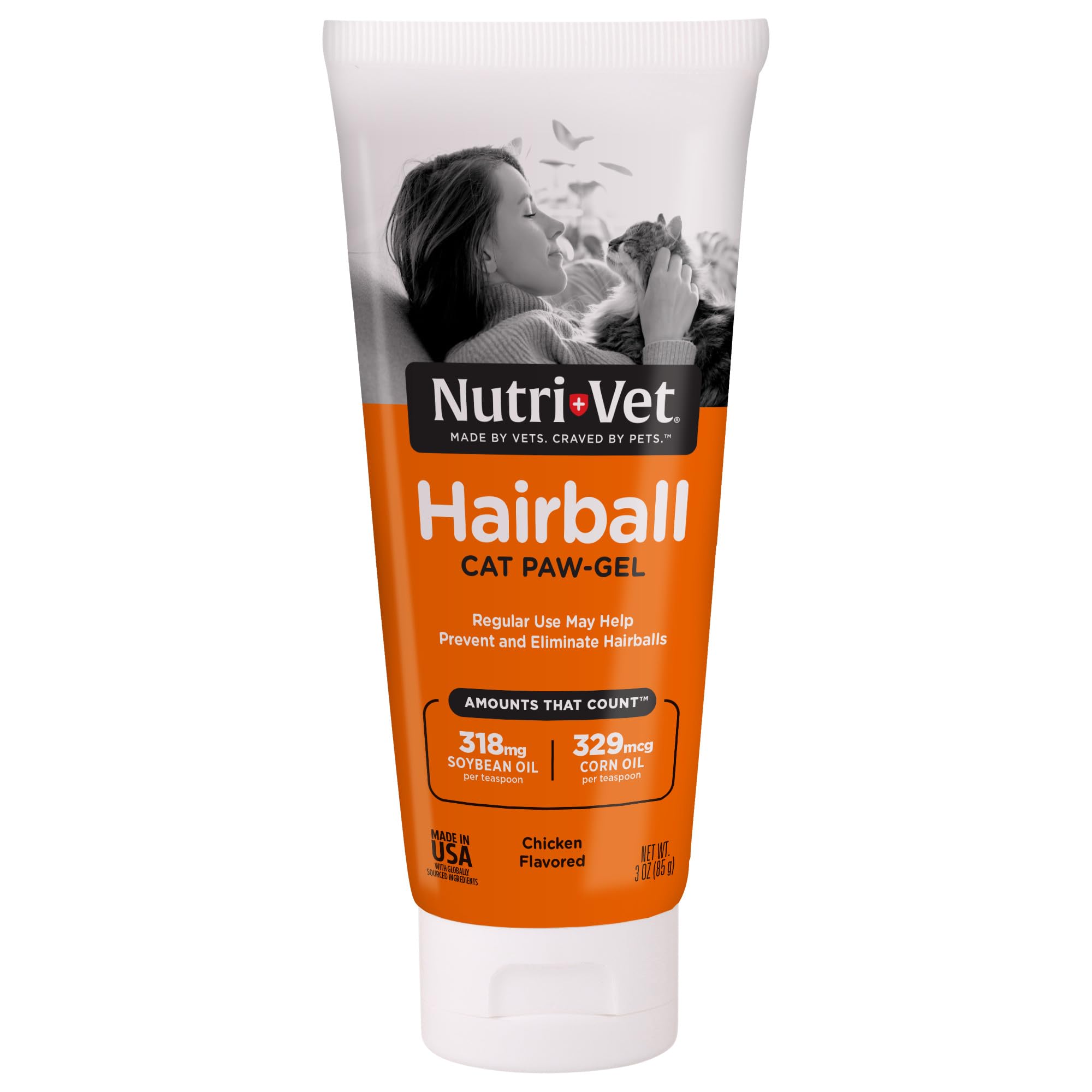 Nutri-Vet Cat Hairball Support Paw Gel | Hairball Remedy for Cats | Tasty Chicken Flavor | 3 Ounce Tube