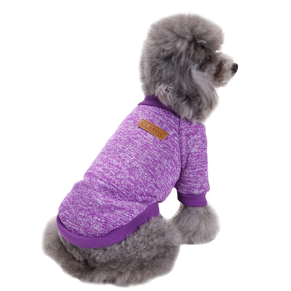 Jecikelon Pet Dog Clothes Dog Sweater Soft Thickening Warm Pup Dogs Shirt Winter Puppy Sweater For Dogs (Purple, Xs)