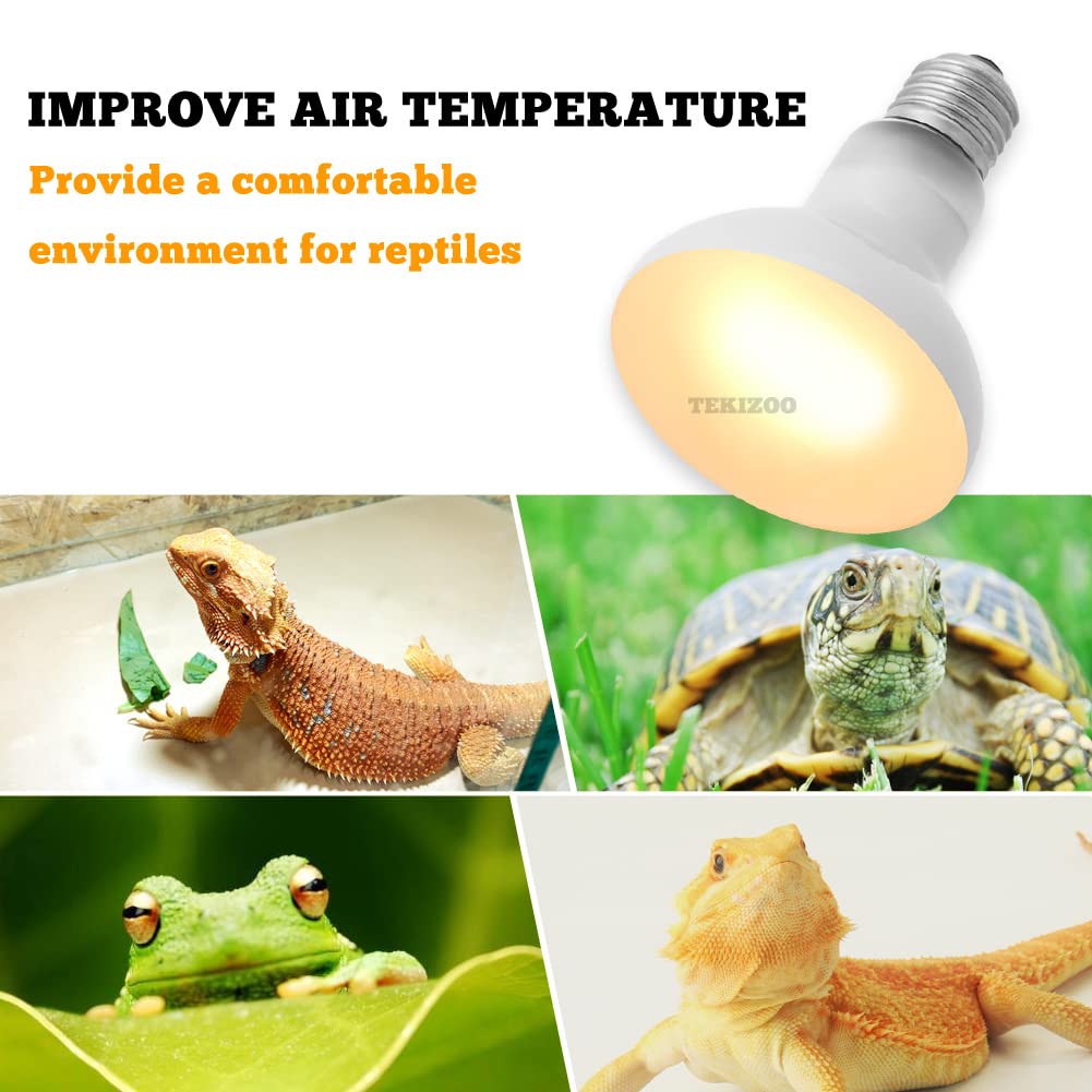 Tekizoo Reptile Heat Lamp Uva Basking Daylight Spot Bulb For Amphibian,Lizard,Tortoise,Bearded Dragon 50W(3 Pack)