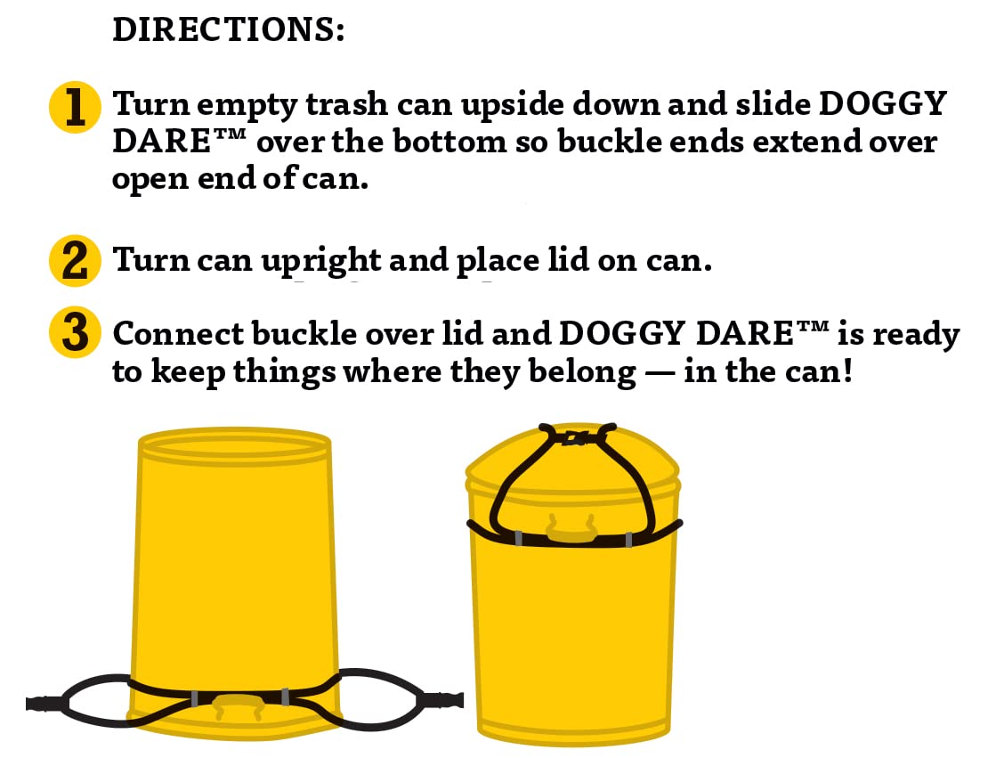 Doggy Dare Trash Can Lock - Large Bungee Cord Design for 45 Gallon Cans - Ideal for Dogs & Raccoons - Easy Install