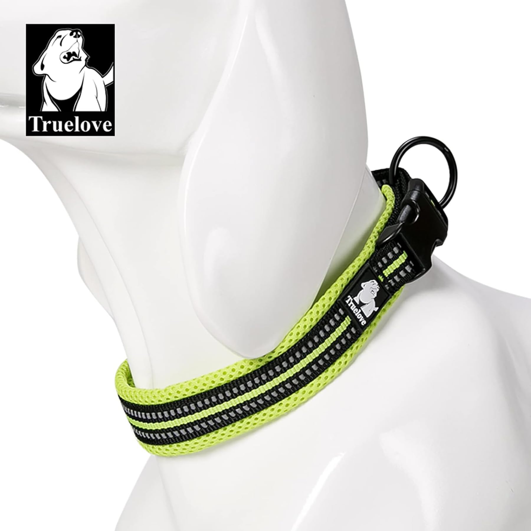Truelove Dog Collar Reflective Premium Duraflex Buckle,High Grade Nylon Webbing No Choke Basic Collars Tlc5011(Neon Yellow,Xl)