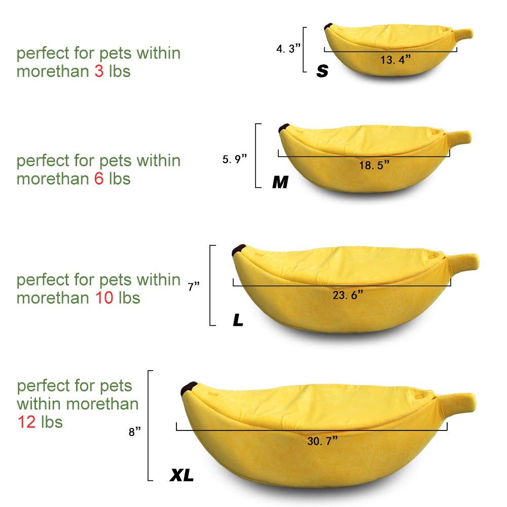 · Petgrow · Cute Banana Cat Bed House Medium Size, Christmas Pet Bed Soft Cat Cuddle Bed, Lovely Pet Supplies For Cats Kittens Rabbit Small Dogs Bed,Yellow