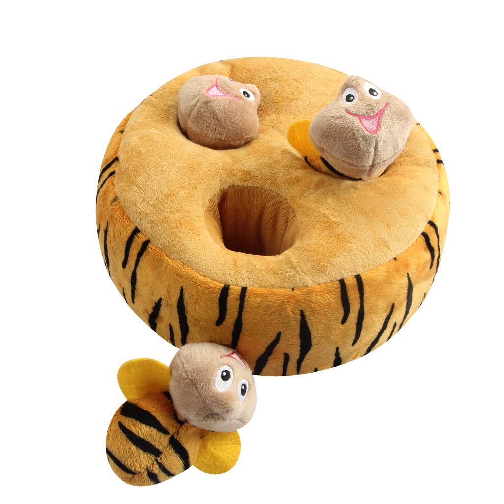 Ifoyo Hide And Seek Plush Dog Toy Squeaky Bee Interactive Puppy Toys, Durable Enrichment Toys For Mental Stimulation Anxiety Rel
