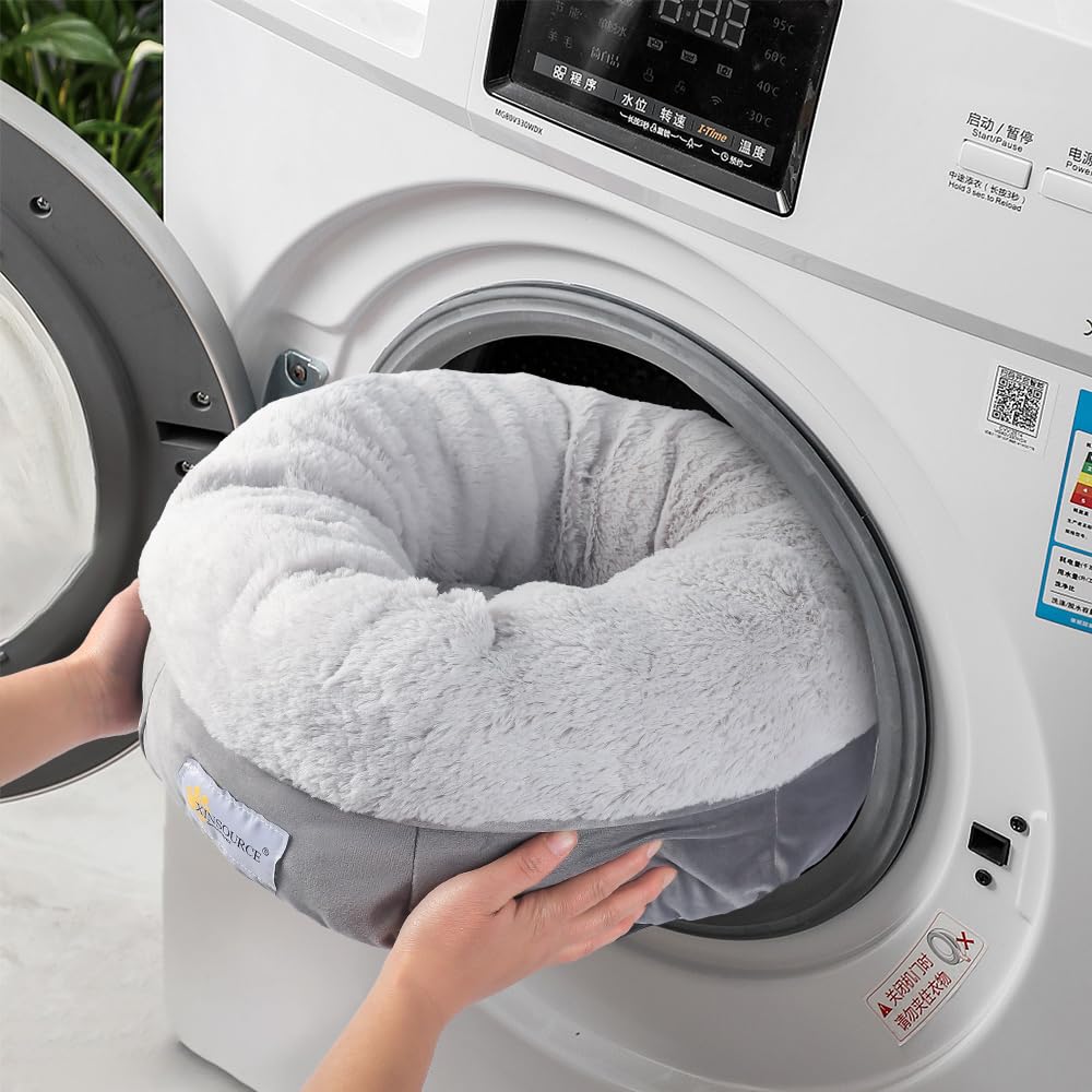 Xinsource Cozy Round Pet Bed, Cats Bed, Dogs Bed. Super Soft Plush Interior For Ultimate Comfort. High Walls Provide Extra Suppo