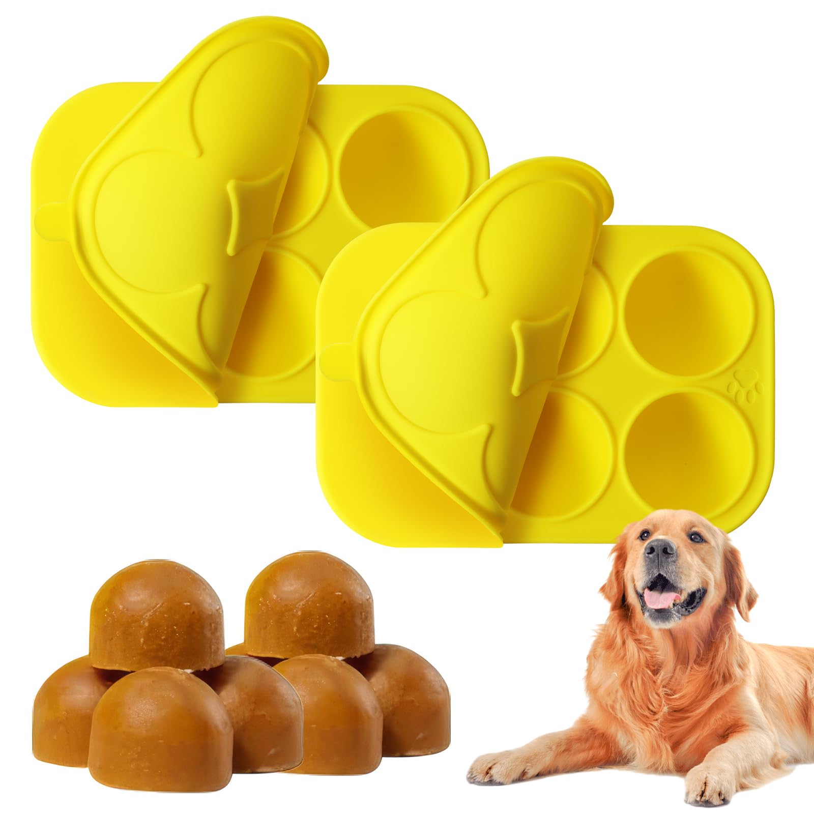 2Pcs 6 Cavities Dog Treat Molds with Lid Compatible with Woof Pupsicle and Power Chewer Pupsicle, Silicone Molds for Dog Frozen 