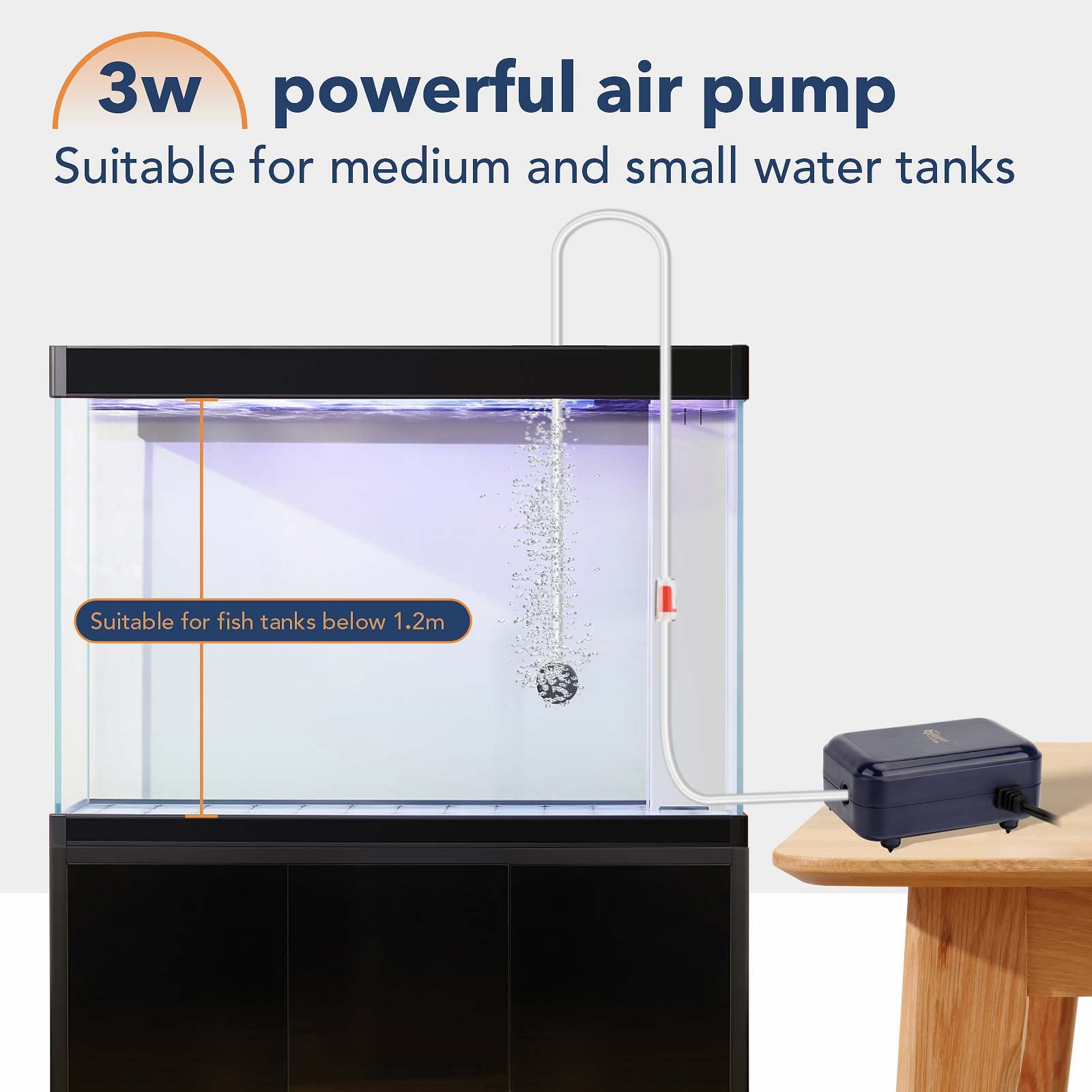 Hygger Aquarium Air Pump, Adjustable Oxygen Pump, Silent Powerful Aerator Pump 2W/3W/4.5W/6W/ 1 Air Outlets Ultra For Up To 50 G