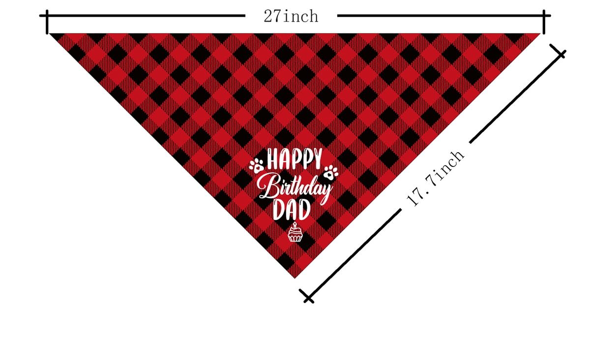 Dog Bandana For Happy Birthday Dad - Classical Plaid Printing Pet Scarf Accessories - Gift For Dad'S Birthday Party (K25)