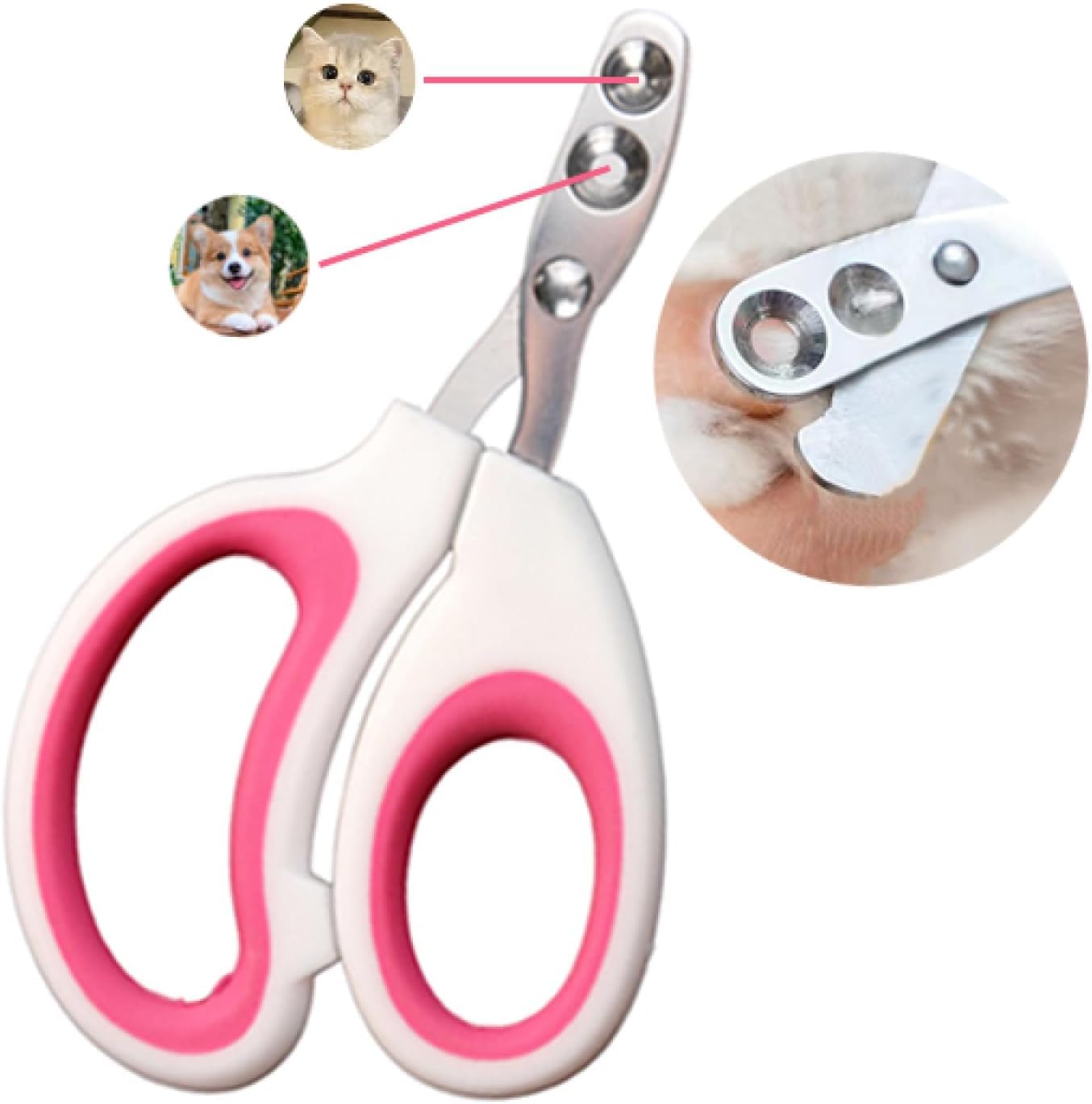 Vesslam Newly Upgraded Design Cat&Dog Nail Clipper with Two Circular Cutting Holes of Different Size(2mm&4mm)-Avoid Over Cutting