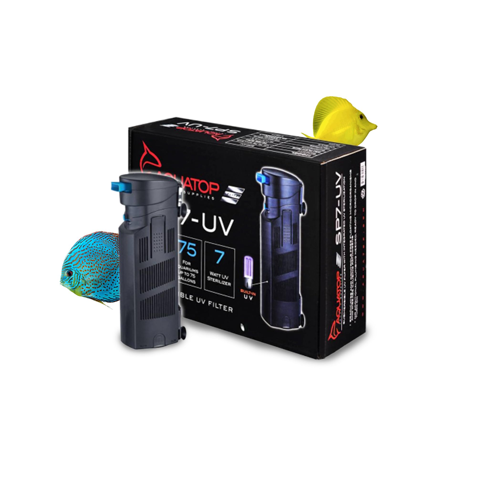 Aquatop 72-126 Gph Internal Filter - Submersible Filter - Includes Replaceable Filter Sponge - Ideal For Tank Or Sump - Adjustable Flow Rate