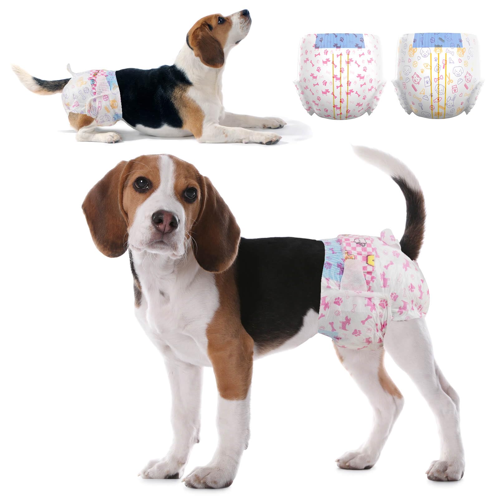 Dono Dog Diapers Female Large Breed-48Pcs, Disposable Female Dog Period Diaper For Heat With Wetness Indicator, Super Absorbent 