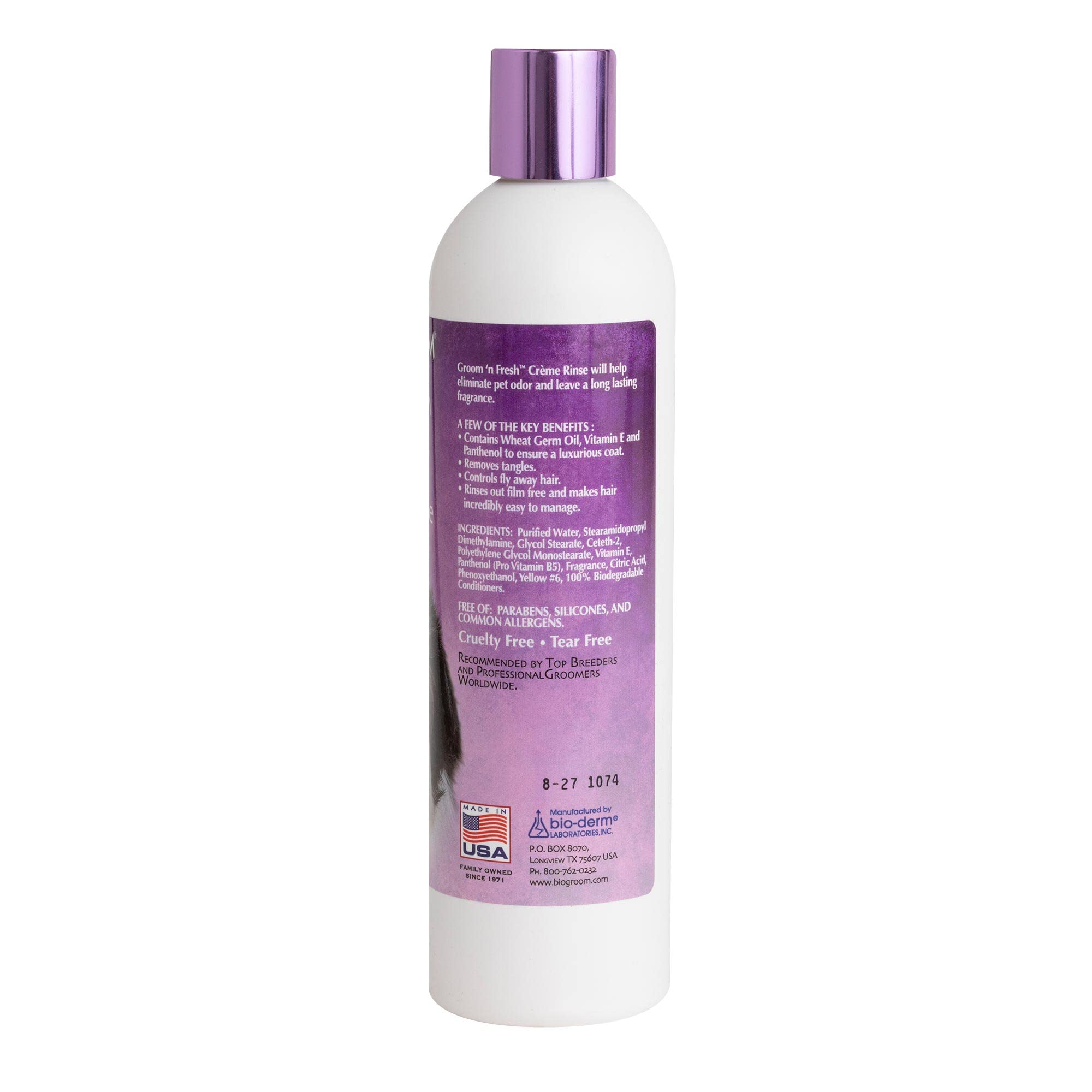 Bio-Groom Groom'N Fresh Dog Conditioner – Scented Dog Bathing Supplies, Puppy Wash, Cat & Dog Grooming Supplies For Sensitive Skin, Cruelty-Free, Made In Usa, Tearless Dog Products – 12 Fl Oz 1-Pack