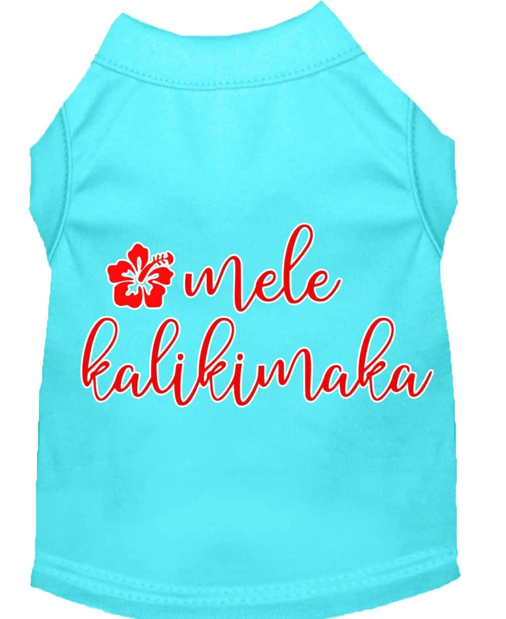 Christmas Pet Dog & Cat Shirt Screen Printed, "Mele Kalikimaka" Gray MD (6-10 lbs.)
