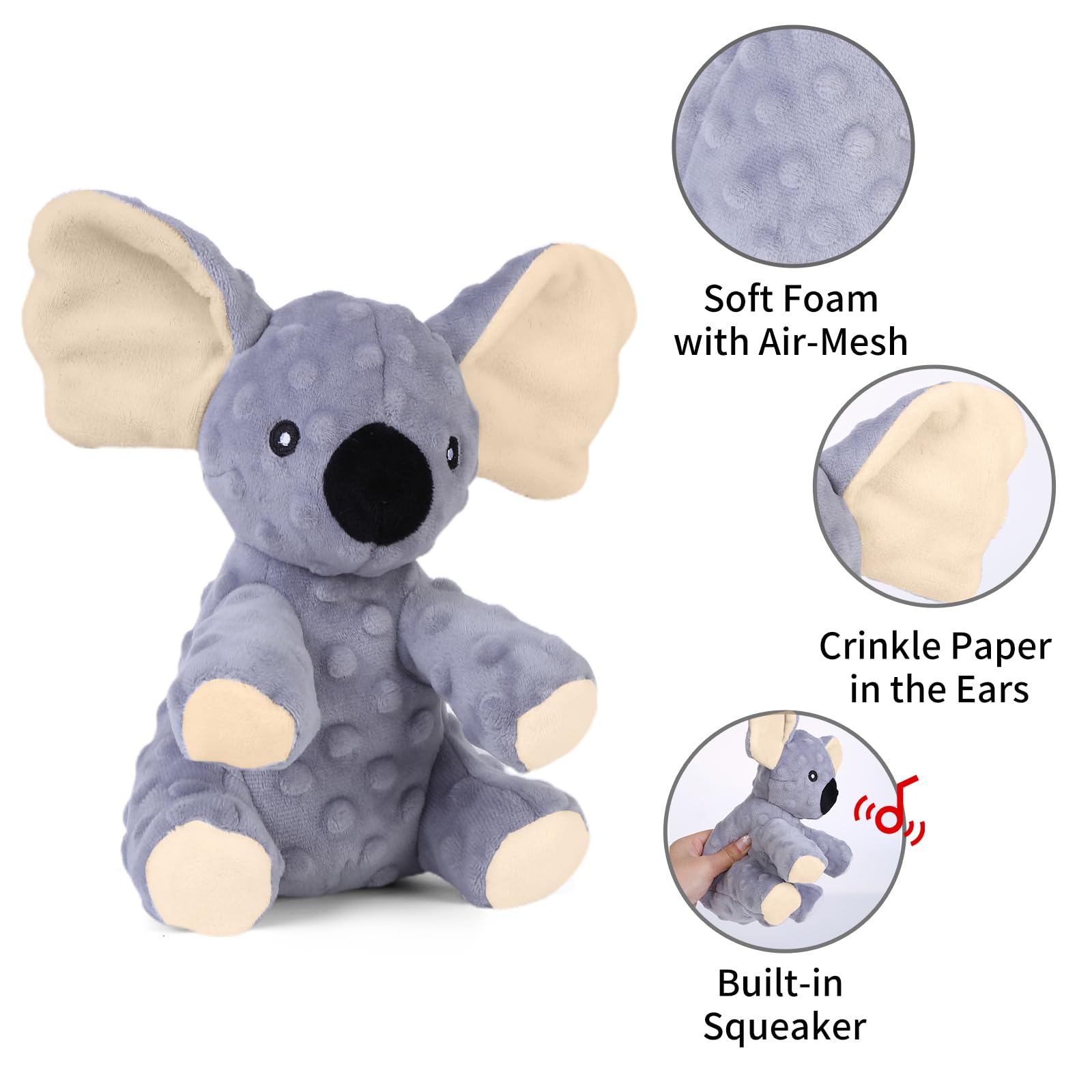 Blnboimrun Dog Toys Stuffed Dog Plush Toys Koala Dog Squeaky Toys With Crinkle Paper Chew Toys For Large And Medium Dogs Puppy