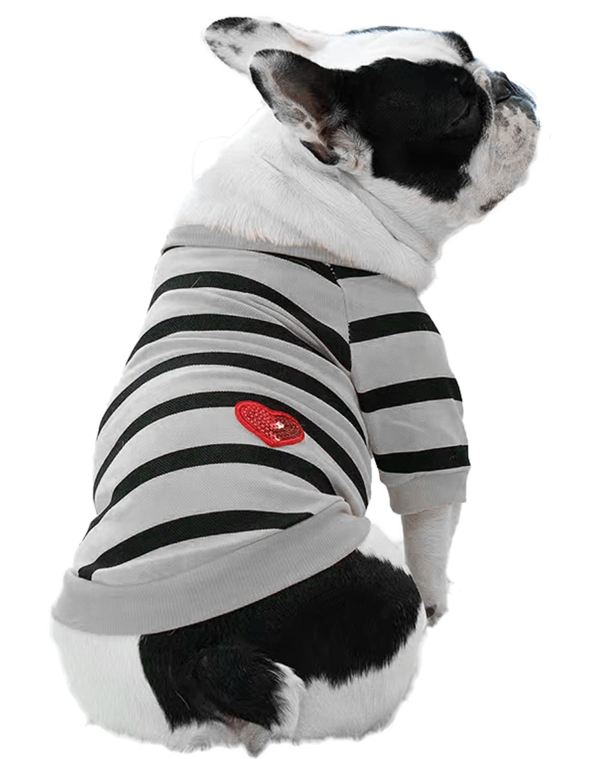 Pet Shirts French Bulldog Boston Terrier Clothes Small Dog Tshirt Puppy Summer Striped Tee Shirt, Xs, Grey