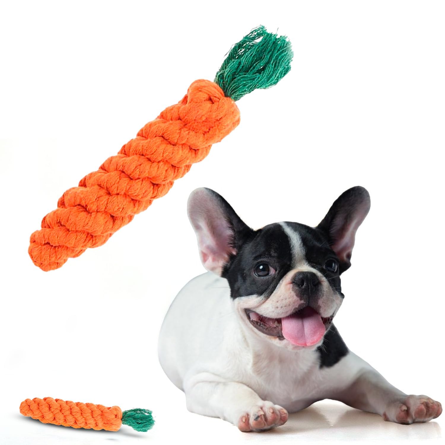 Petjoy Carrot Rope Dog Chew Toy | Durable Cotton Knot Puppy Teething & Dental Cleaning | Plush Rope Chew For Puppies & Small Dog