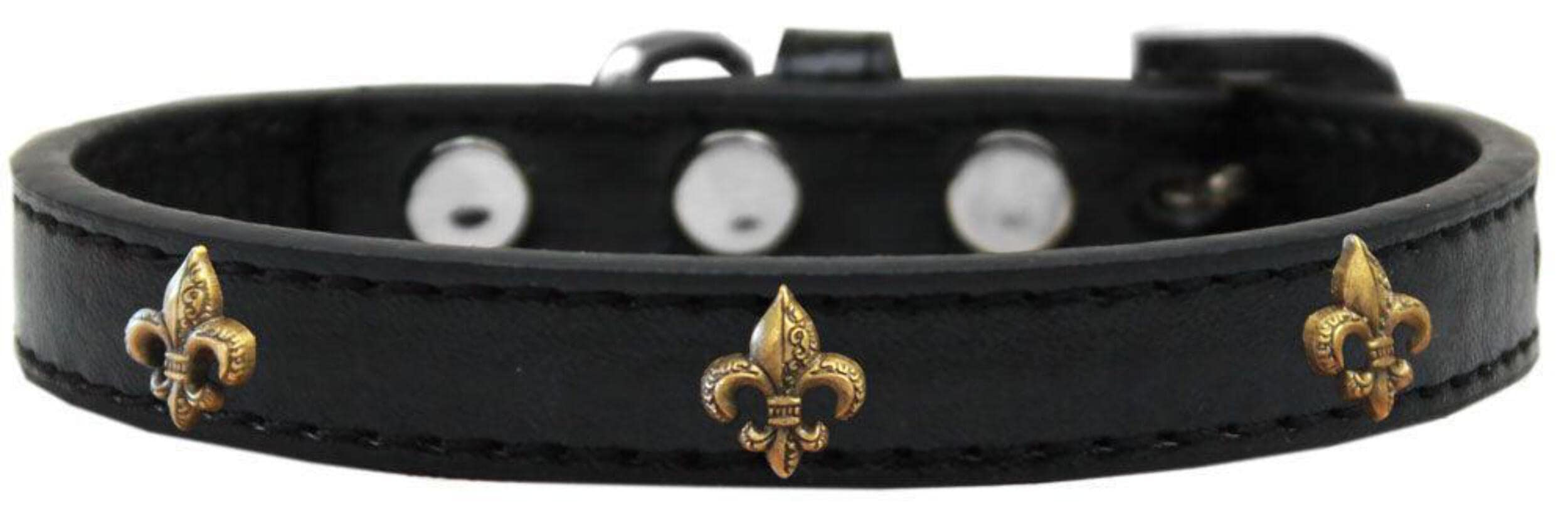 Dog, Puppy & Pet Widget Fashion Collar, Bronze Fleur De Lis Bright Pink 12
