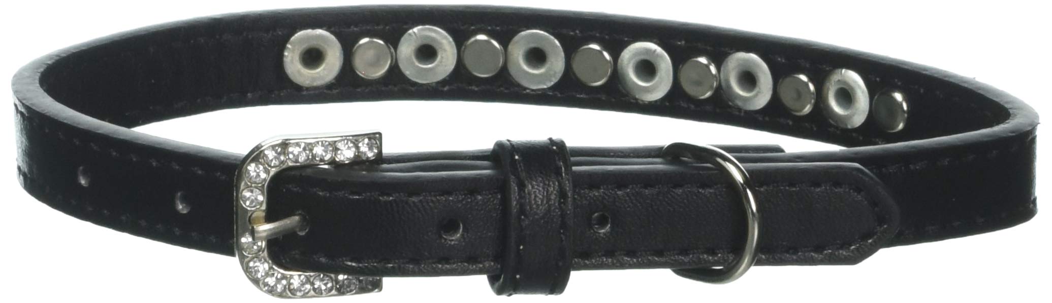 Pet and Dog Spike Collar, "Clear Crystals & Purple Spikes” Black 16