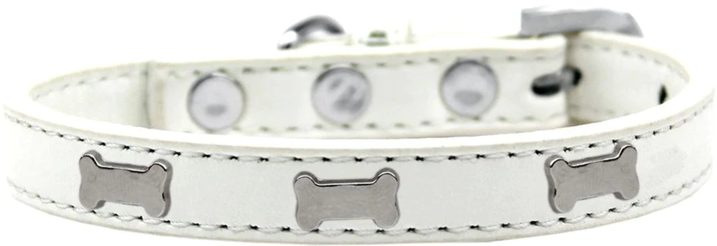 Dog, Puppy & Pet Widget Fashion Collar, Silver Bone Aqua 20