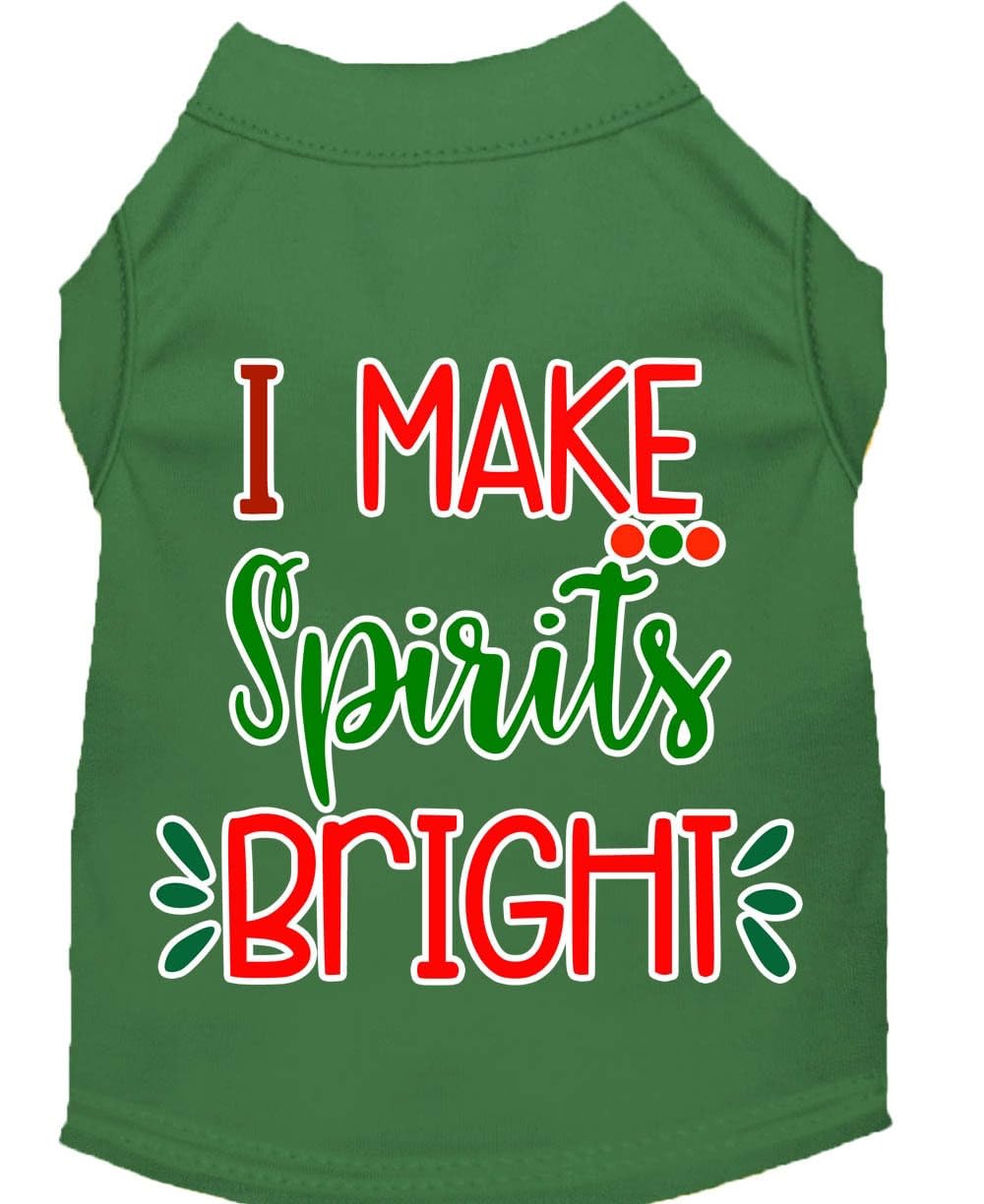 Christmas Pet Dog & Cat Shirt Screen Printed, "I Make Spirits Bright" Black LG (10-14 lbs.)