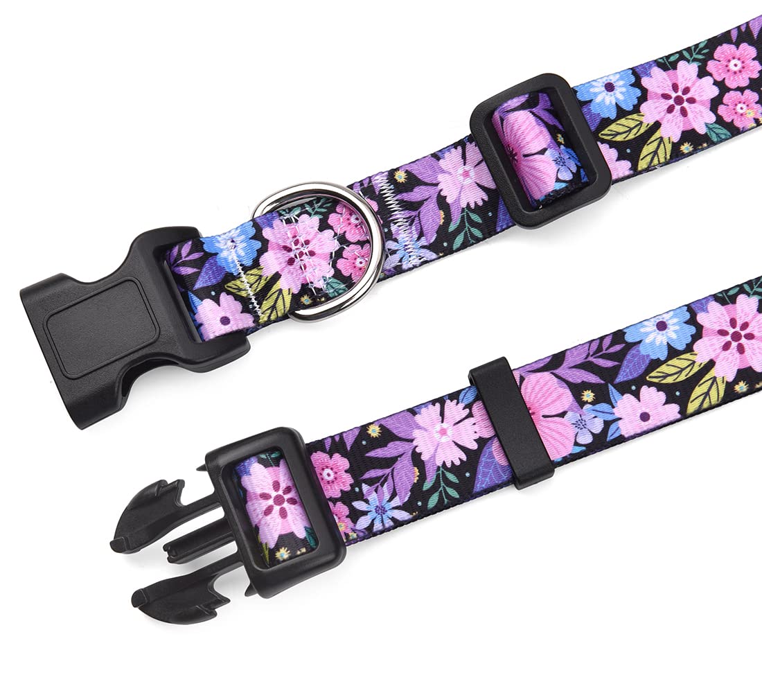 Hqyddmi Dog Collars With Floral Print, Soft Comfortable Adjustable Collars For Small Medium Large Dogs, Floral Pattern For Girl Boy Dogs(Floral Pink,Xs)