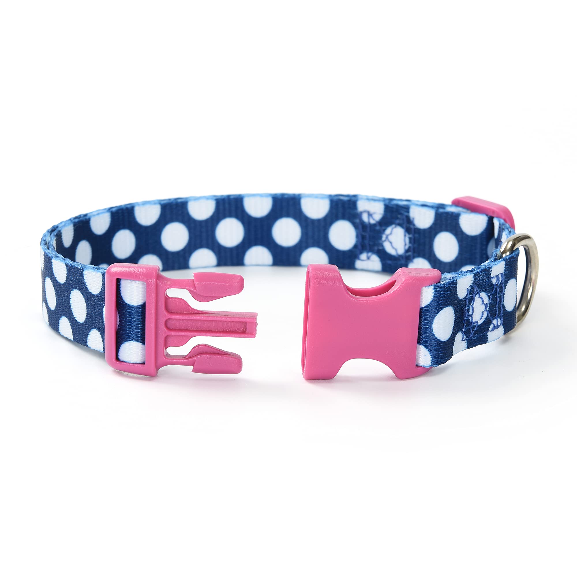 Mile High Life Dog Collar | Cute Puppy Collars | Lightweight Girl Dog Collar | Soft Boy Dog Collars | W Geometric Plaid Wave Line Pattern (Blue/White, Small)