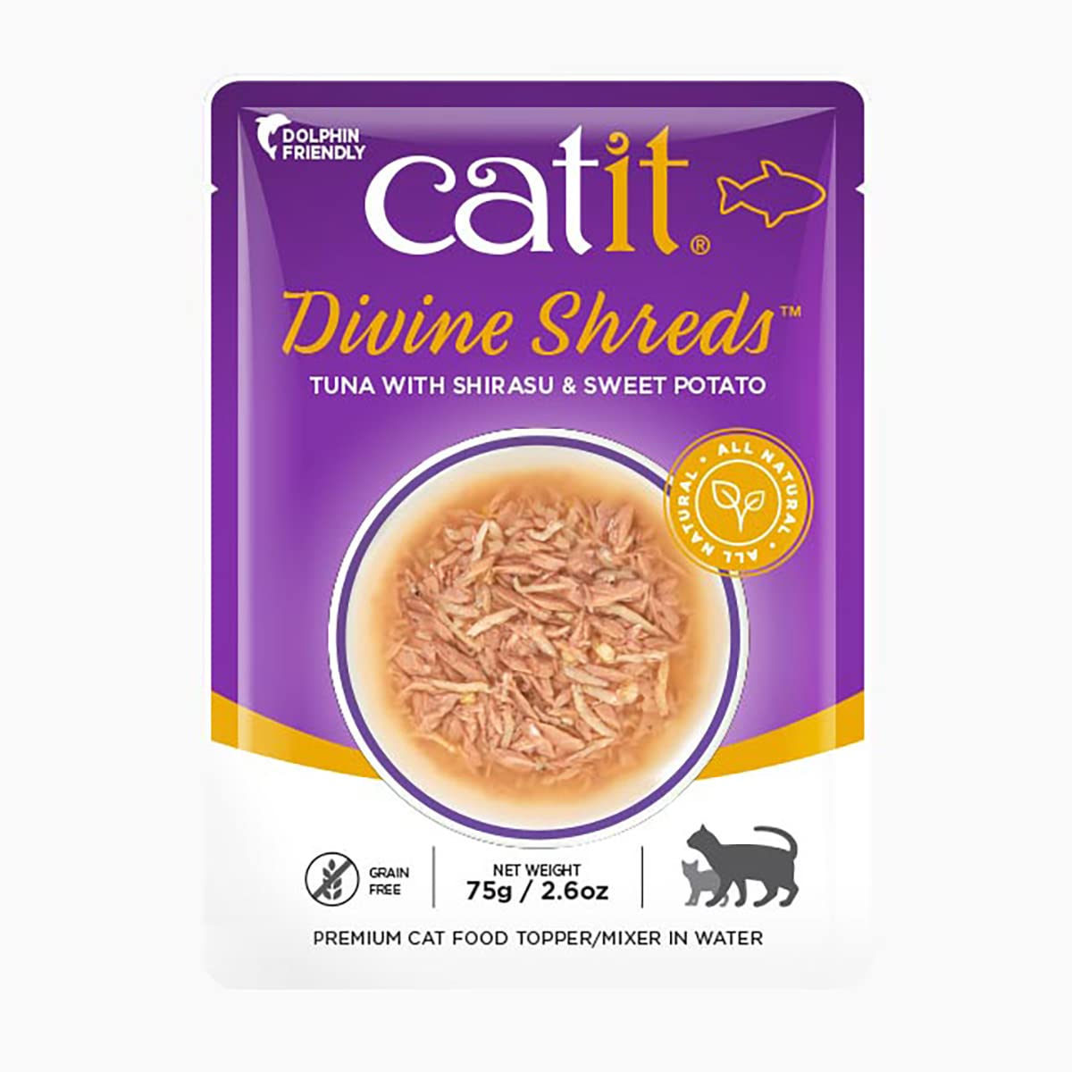 Catit Divine Shreds Premium Cat Food Topper, 12 Pack, Tuna