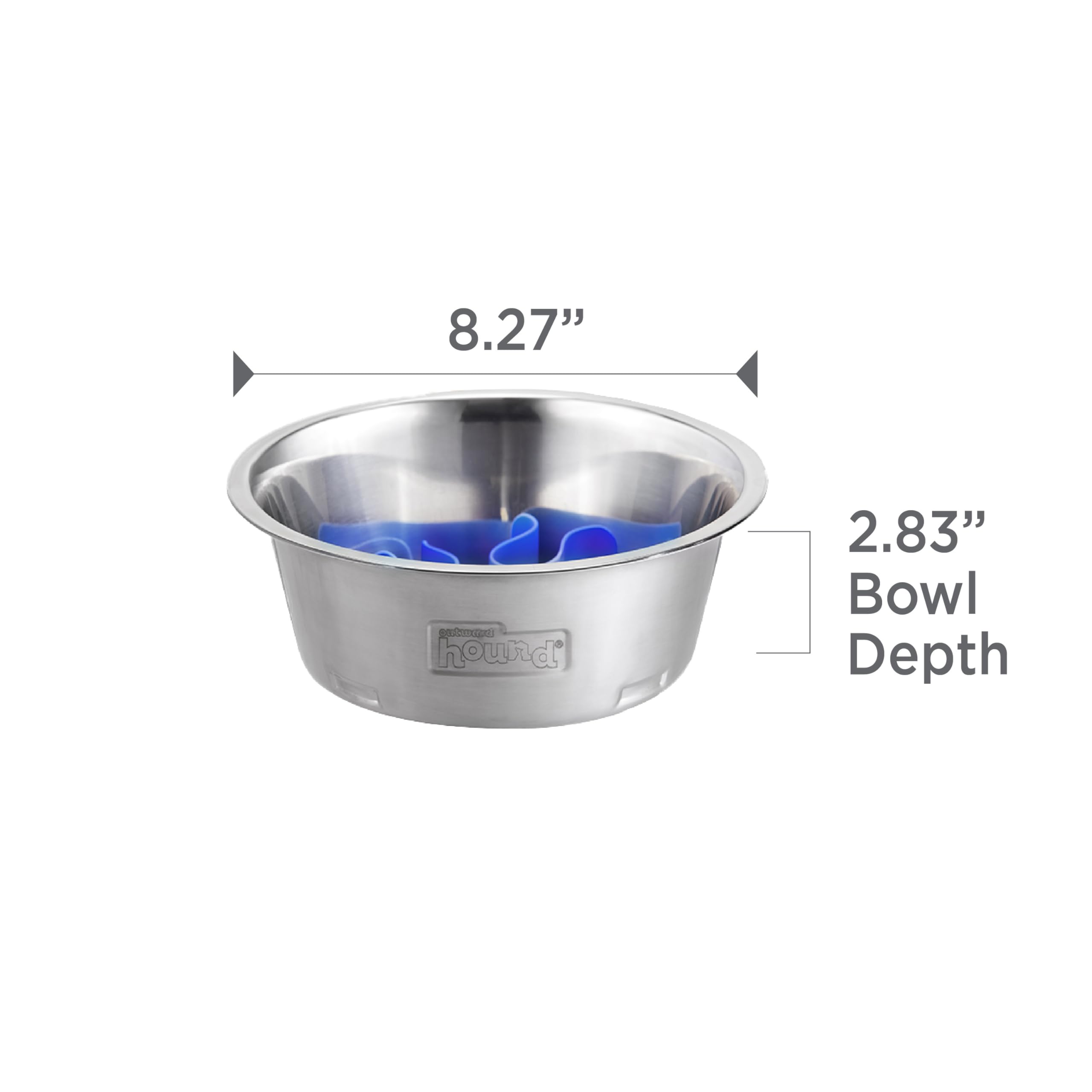 Outward Hound Stainless Steel Slow Feeder Bowl, Plastic Puzzle Maze for Fast Eaters, Small to Medium Dogs, Helps Prevent Bloat &