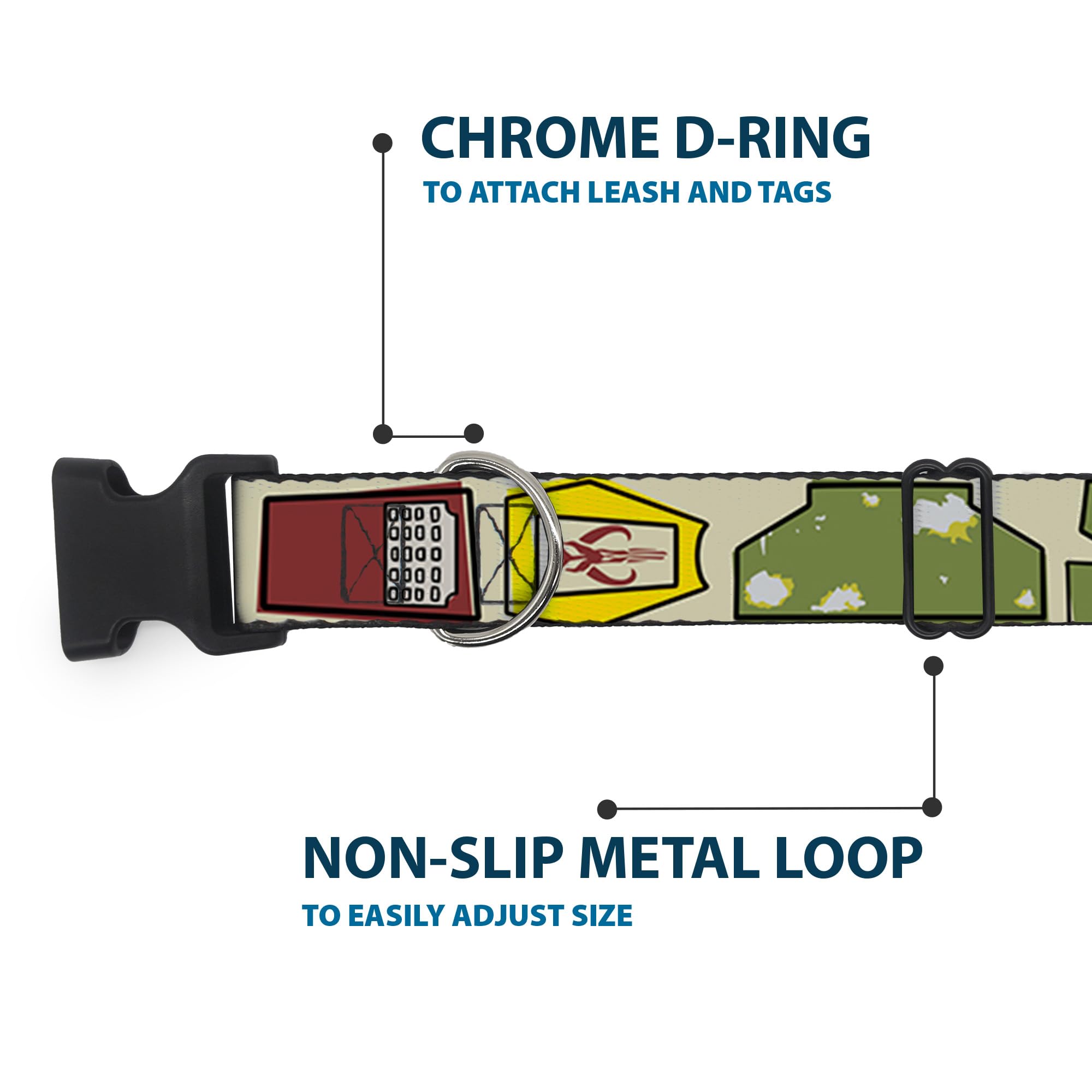 Star Wars Pet Collar, Dog Collar Plastic Buckle, Star Wars Boba Fett Utility Belt Bounding Tan, 7 To 8.5 Inches 0.5 Inch Wide