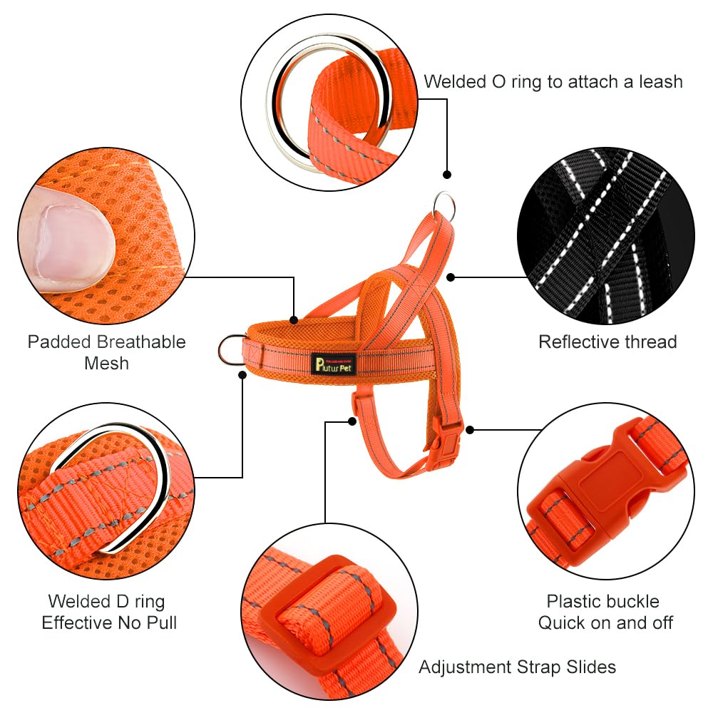 Plutus Pet No Pull Dog Harness With Breathable Mesh Padded, Adjustable Reflective Escape Proof Dog Harness, Quick Fit Dog Vest Harness For Small Medium Large Dogs(Xl, Orange)