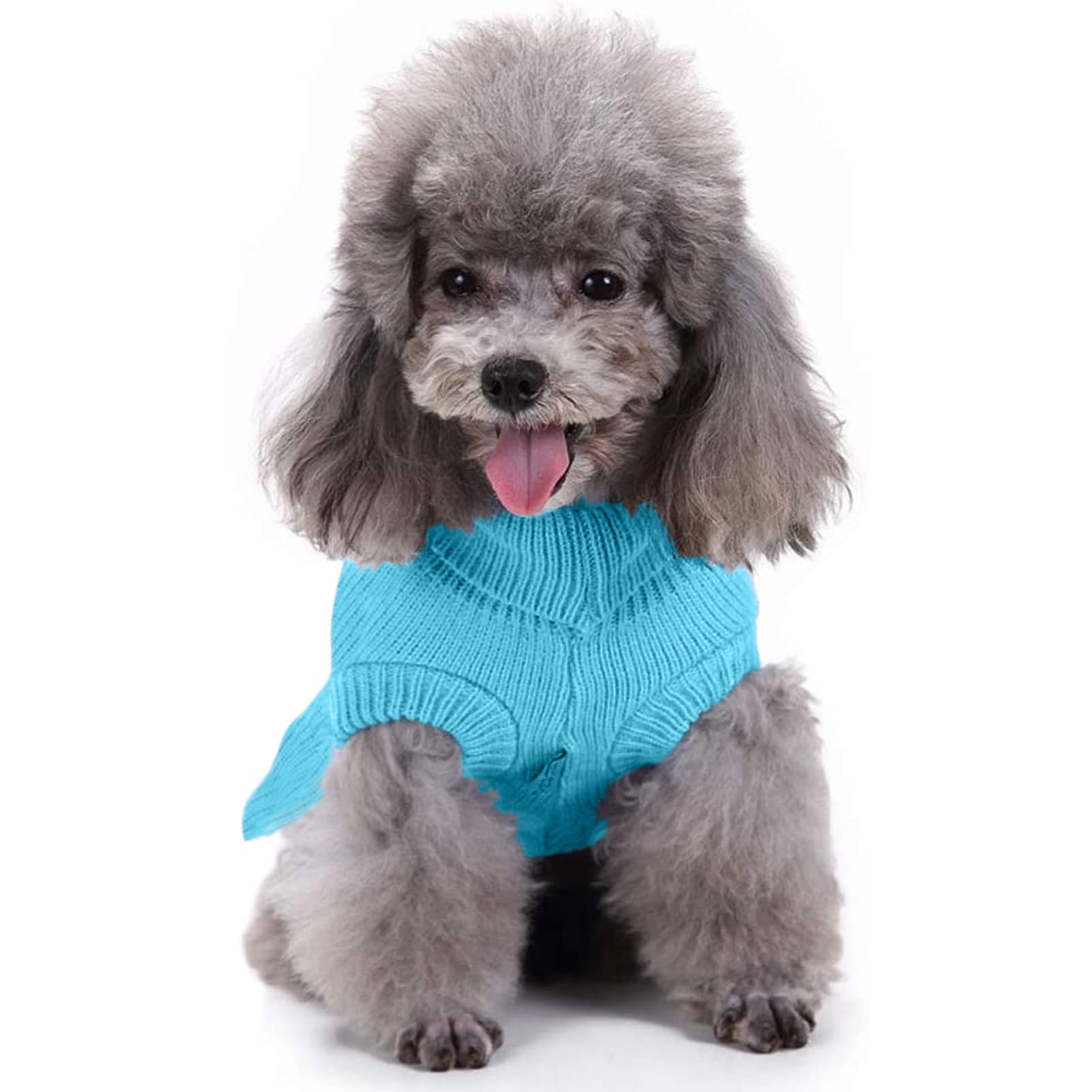 Chborchicen Small Dog Sweaters Knitted Pet Cat Warm Dog Sweatshirt Winter Clothes Kitten Puppy Sweater (Xs, Dress-Sky Blue)