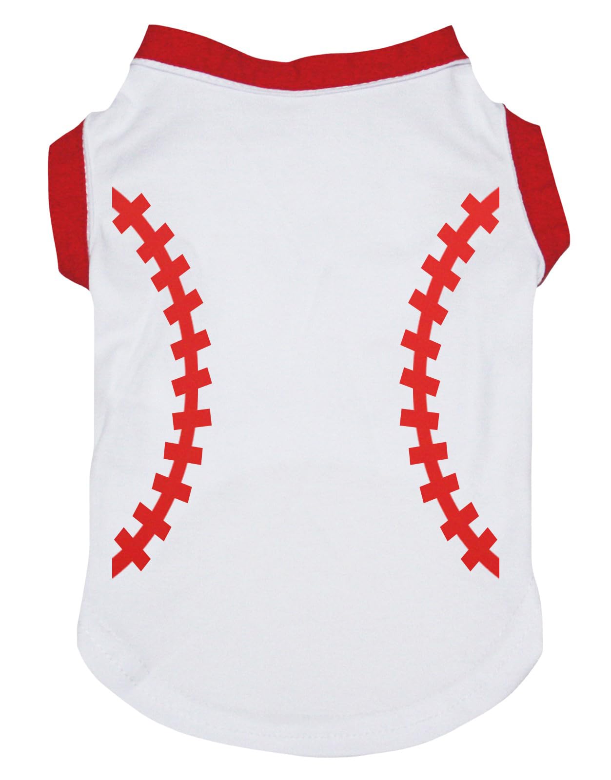Petitebella Baseball Print Puppy Dog Shirt (White/Red, Xx-Large)
