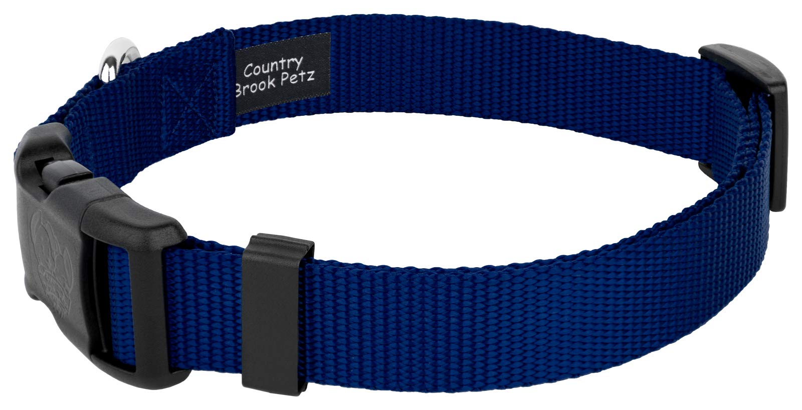 Country Brook Petz - 30+ Vibrant Colors - American Made Deluxe Nylon Dog Collar With Buckle (Mini, 3/8 Inch Wide, Royal Blue)