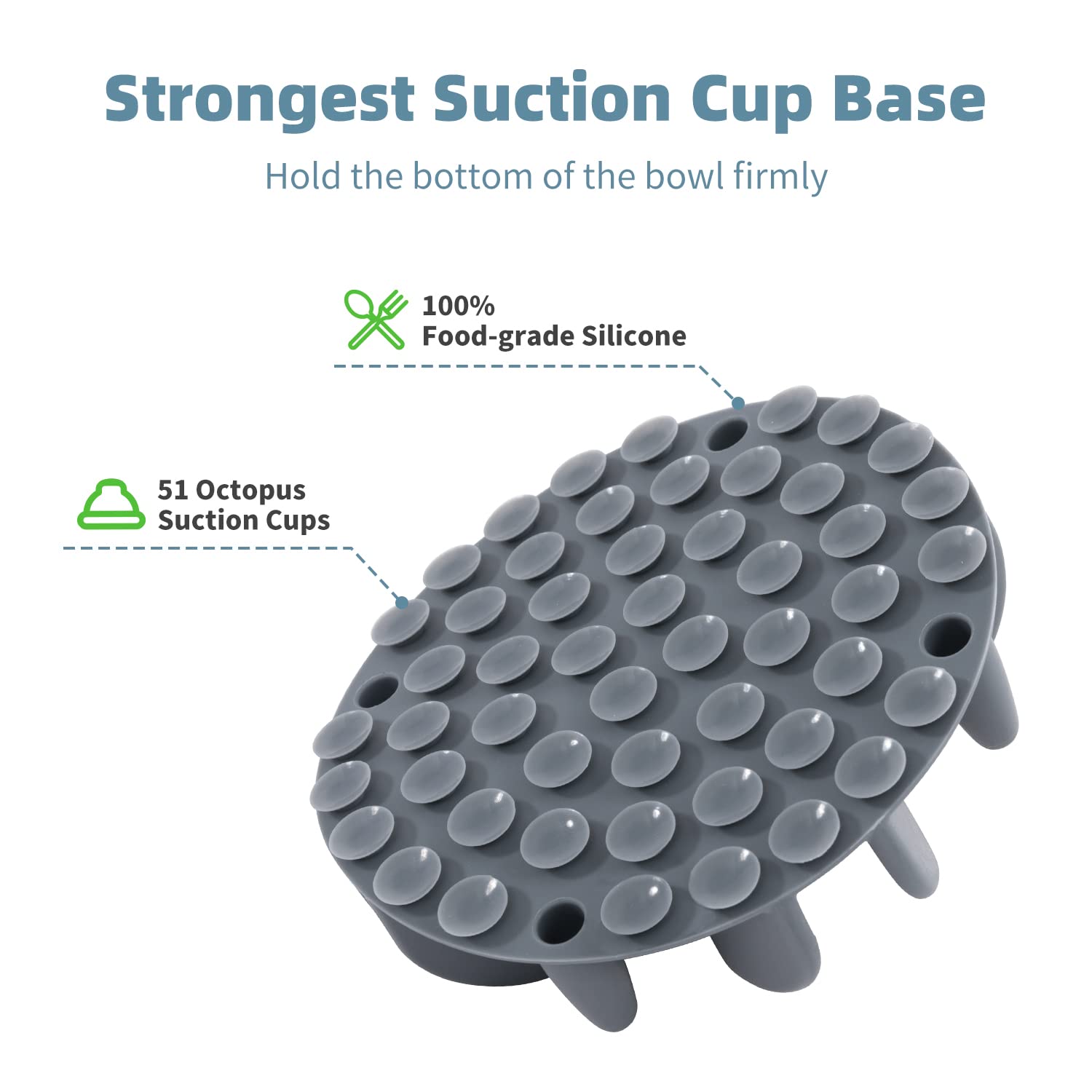 Jaoul Slow Feeder Dog Bowls Insert, Puzzle Slow Feeder with 51 Octopus Suction Cups for Medium Large Size Dog Bowls Over 6.5'' W