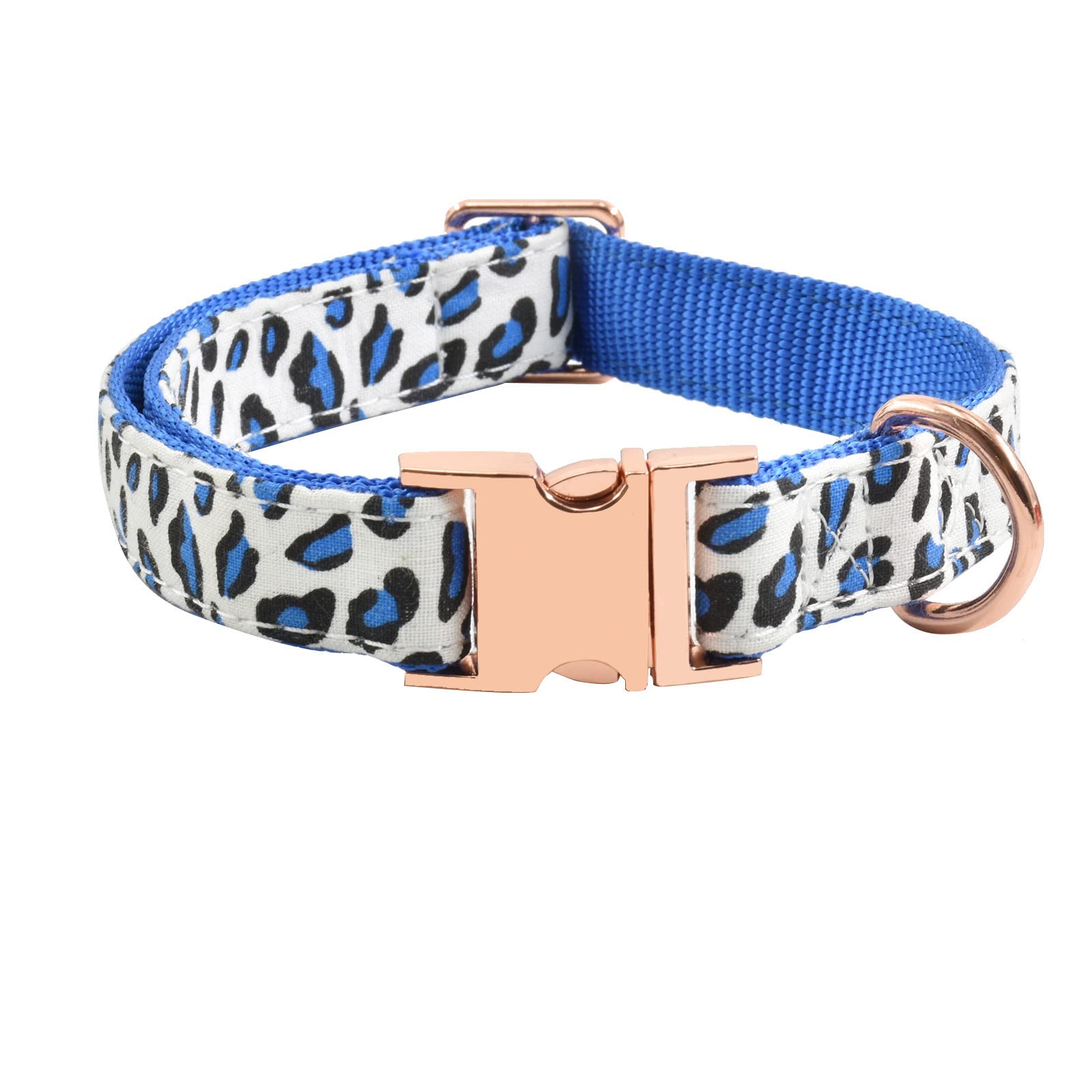 Metal Buckle Dog Collar, Durable Adjustable Dog Collar Soft For Small Medium Large Dogs (L(15-23In), Blue Leopard)