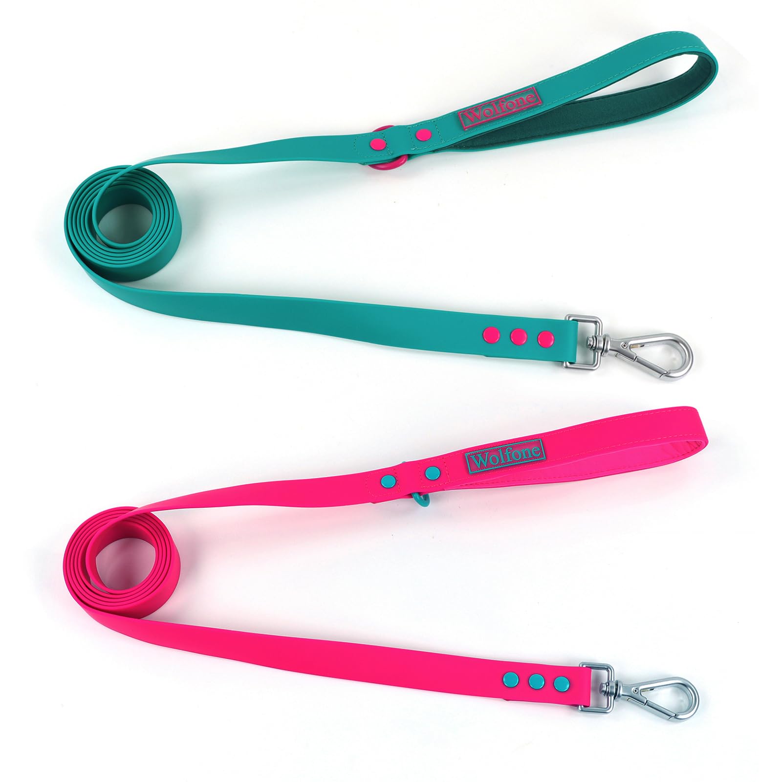 Wolfone Waterproof Dog Leash Carabiner Leash For Dogs Soft Handle Easy Care 5Ft*20Mm*2.5Mm Viridian Green