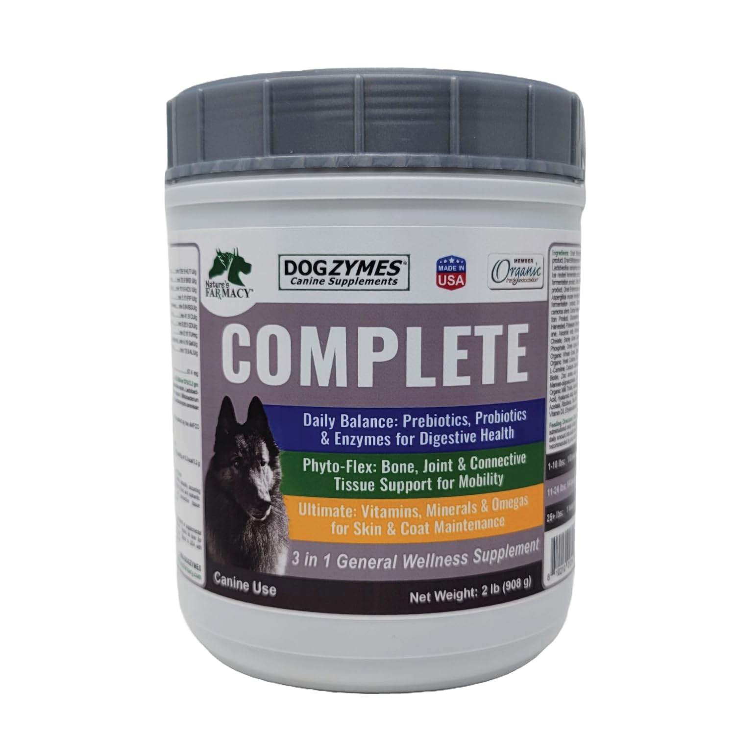Dogzymes Complete - Probiotics, Prebiotics, Glucosamine, Chondroitin, MSM and Hyaluronic Acid, Complete Skin and Coat Care (2 Po