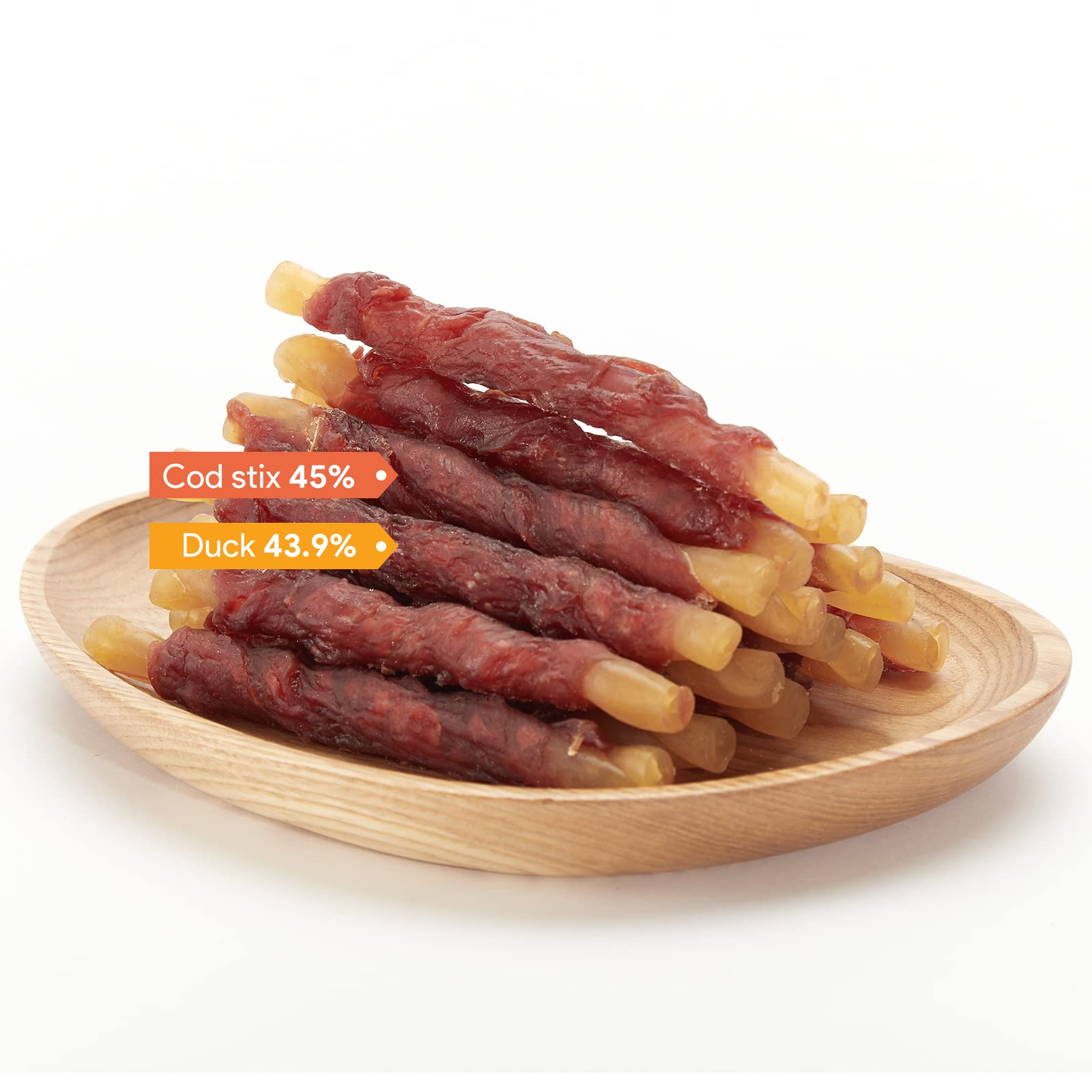Jungle Calling Duck Wrapped Cod Sticks Dog Treats, Rawhide Free Training Rewards Snacks for Dogs, Natural Chewy Sticks Treats, 1