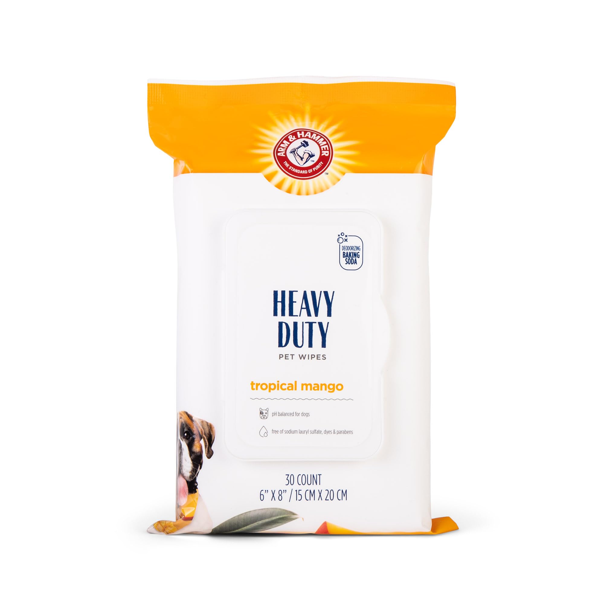 Arm & Hammer For Pets Heavy Duty Multipurpose Bath Wipes For Dogs, Travel Size, Mango Scent All Purpose Dog Wipes Remove Odor & Refresh Skin For Pets Travel Pet Wipes, 30 Count (Pack Of 6)
