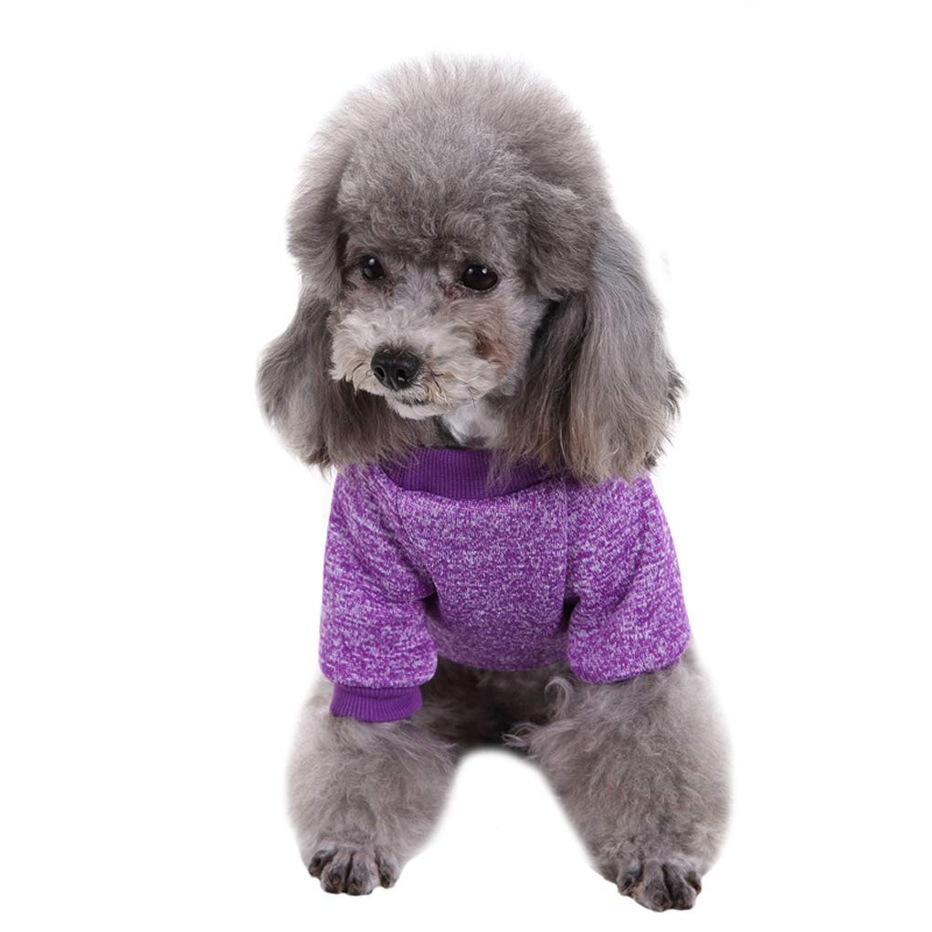 Jecikelon Pet Dog Clothes Dog Sweater Soft Thickening Warm Pup Dogs Shirt Winter Puppy Sweater For Dogs (Purple, Xs)
