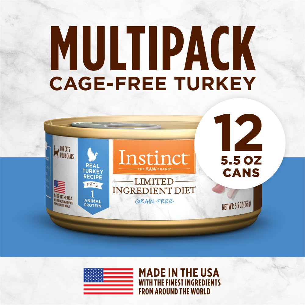 Instinct Limited Ingredient Diet Grain Free Real Turkey Recipe Natural Wet Canned Cat Food by Natures Variety, 5.5 oz. Cans (Pa
