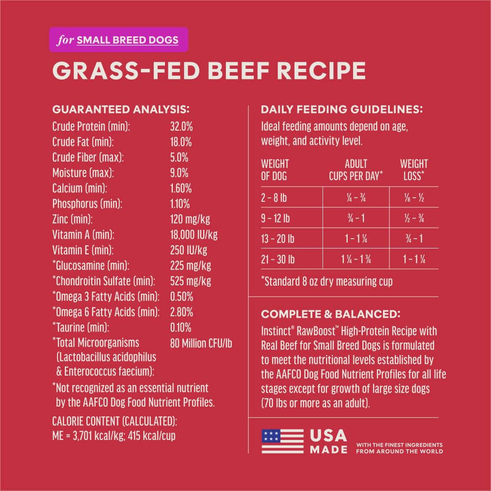 Instinct Raw Boost Small Breed, Natural Dry Dog Food with Freeze Dried Pieces, High Protein, Grain Free Recipe - Real Beef, 3.5