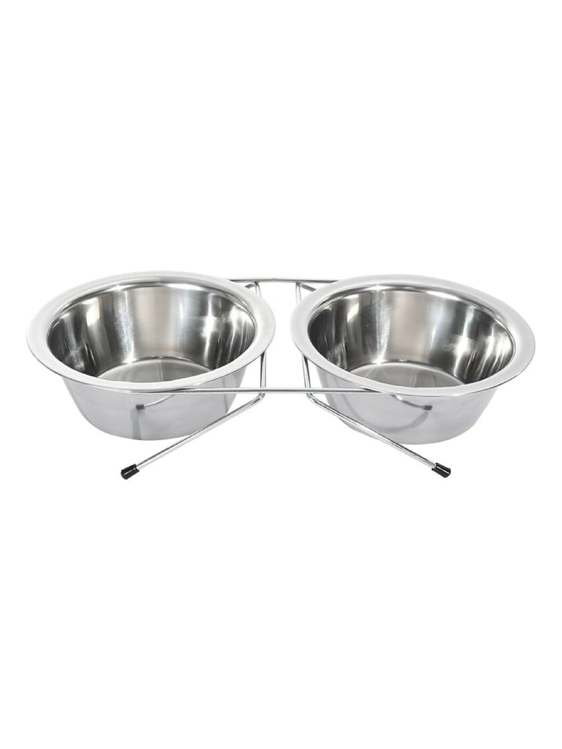 Pets Empire Stainless Steel Dog Cat Double Diner Pet Bowl, 2 Pet Dishes Package Set For Drinking Or Eating Dog Bowl (Single, 200