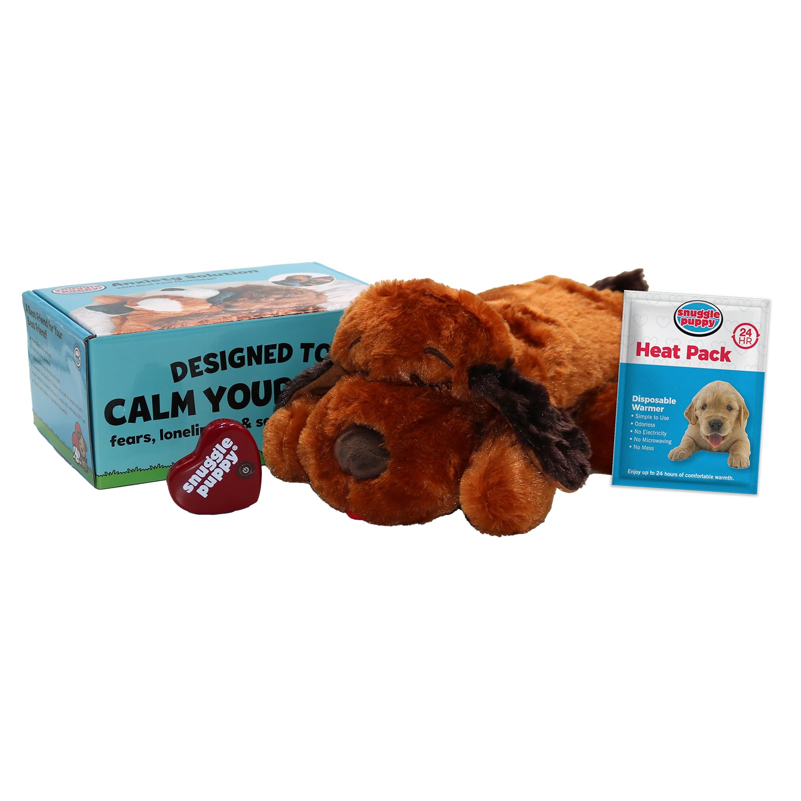 Original Snuggle Puppy Heartbeat Stuffed Dog Toy. Puppy Toy For Anxiety Relief, Calming Aid, And Comfort Toy For Behavioral Training In Brown