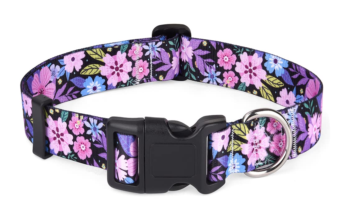 Hqyddmi Dog Collars With Floral Print, Soft Comfortable Adjustable Collars For Small Medium Large Dogs, Floral Pattern For Girl Boy Dogs(Floral Pink,Xs)
