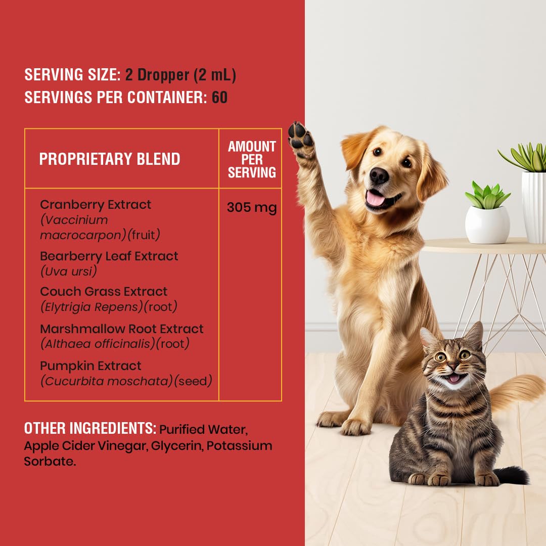 Special Breed Cat & Dog Urinary Tract Infection Treatment - Cranberry Liquid Drops, 4 Oz for Kidney & Bladder Health, Clear