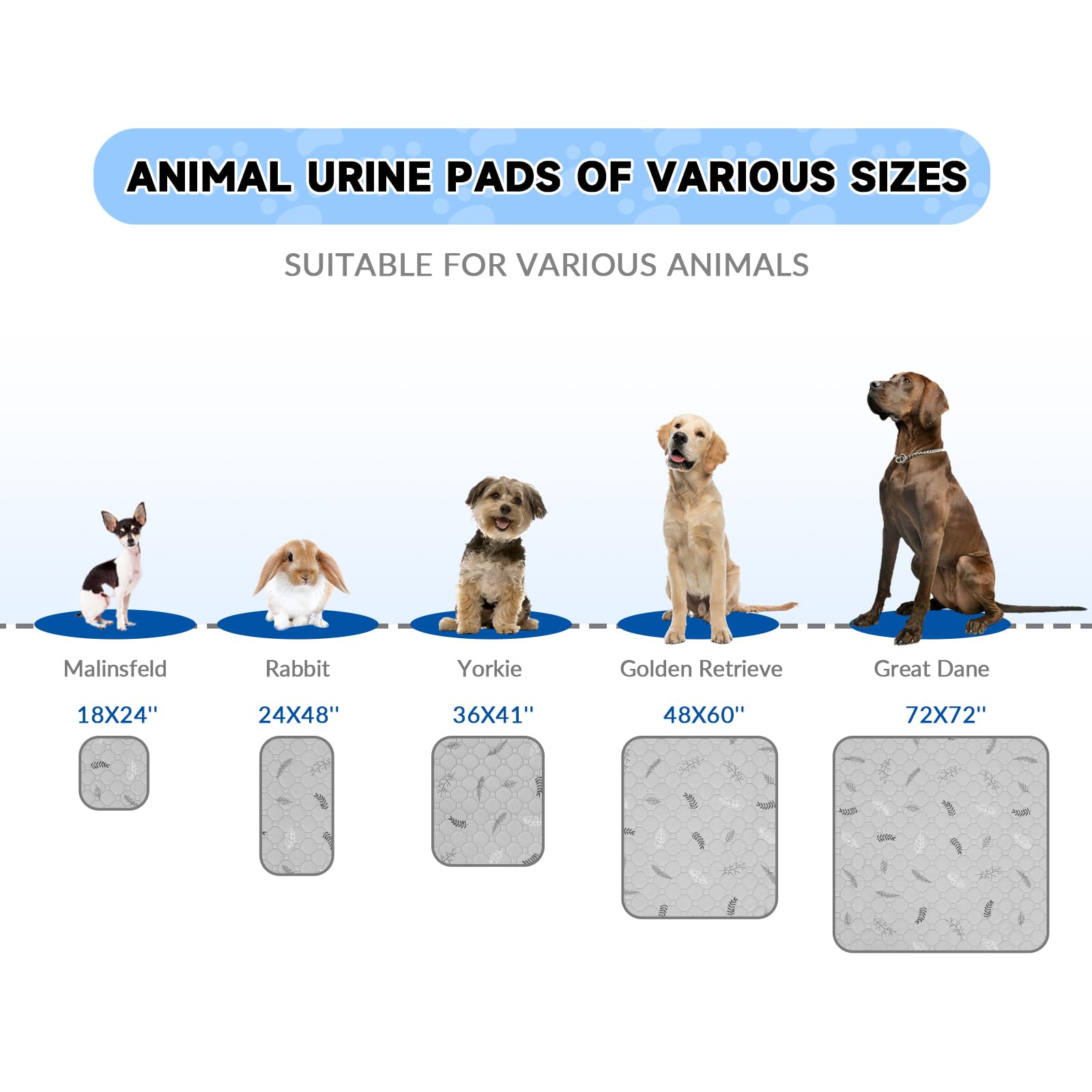 Sunheir Washable Pee Pads For Dogs 2-Pack Reusable Puppy Pads Pet Training Pads, Waterproof Dog Pee Pads For Crate, Whelping Pad, Non-Slip Protects Against Urine Leakage (Leaves - Light Grey, 24X36)