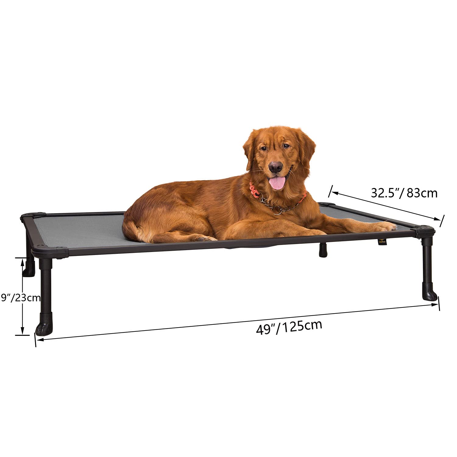 Veehoo Chew Proof Elevated Dog Bed - Cooling Raised Pet Cot - Rustless Aluminum Frame And Durable Textilene Mesh, Unique Designe