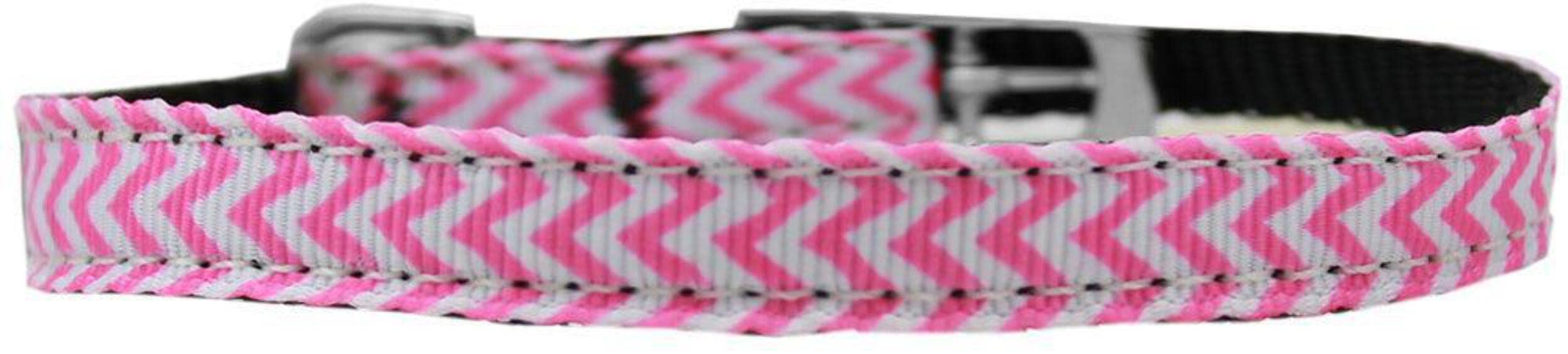 Mirage Pet Products Chevrons Nylon Dog Collar with Classic Buckle, Size 10, Black
